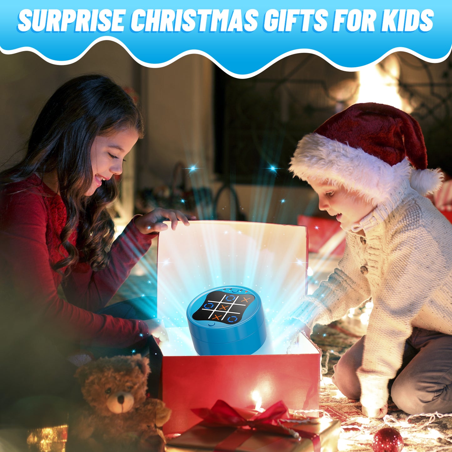 UUSUOO Tic Tac Toe Bolt Game,3-in-1 Electronic Handheld Games Console for Kids Memory Growth,Portable Puzzle Travel Games,Board Games for Kids 5-7, Christmas Birthday Gifts for Kids 3 4 5 6 +,Blue