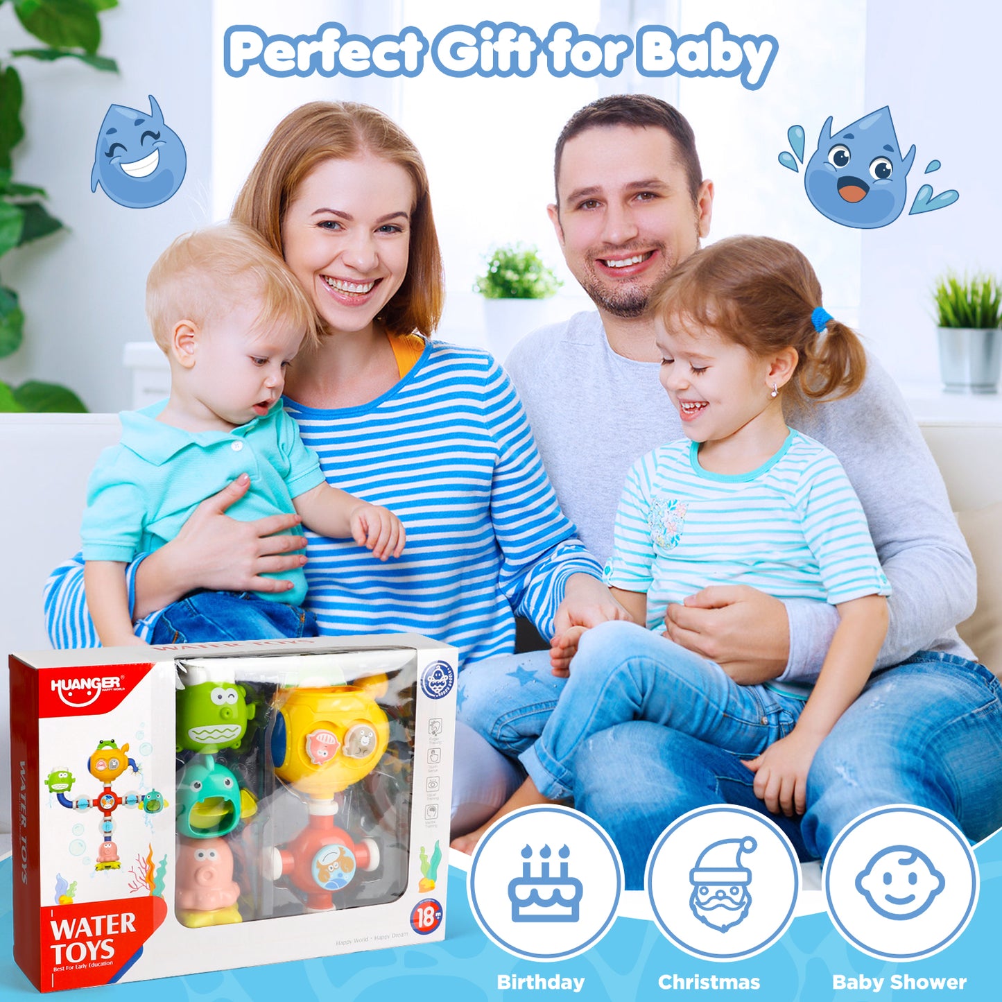UUSUOO Toddler Bath Toys Age 2-4,Baby Bathtub Toys,Shower Wall Toys with Pipes and Valves,Baby Toys 6-12 Months,Kids Bath Pipes Toys for Kids,Christmas Birthday Gifts for 3 4 5 6+ Year Old Boys Girls