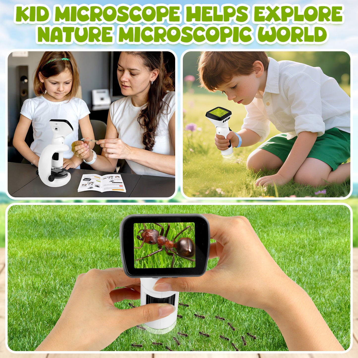 UUSUOO Microscope for Kids,200X-1000X Beginner STEM Kids Microscope with Video & Photo,Science Kits for Kids Age 5-7 8-12,Educational Toys Birthday Gift for Kids Age 5 6 7 8+