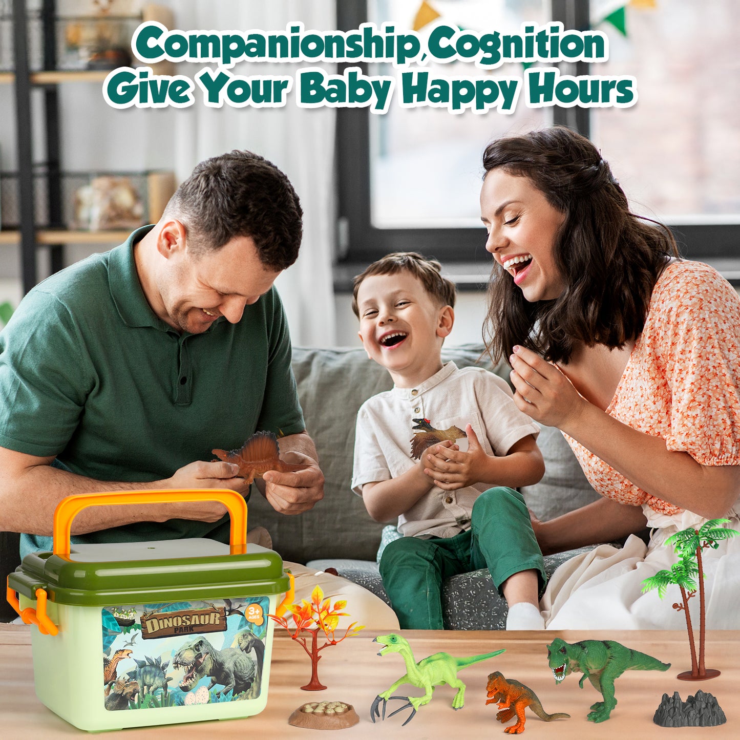 UUSUOO Dinosaur Figures Toys Set for Kids,Dinosaur Play Sets with Storage Box, Dinosaur fossils,Dinosaur eggs,Trees,Dinosaur Toys for Boys 3-6 Years,Christmas Birthday Gifts for Kids Aged 3-12