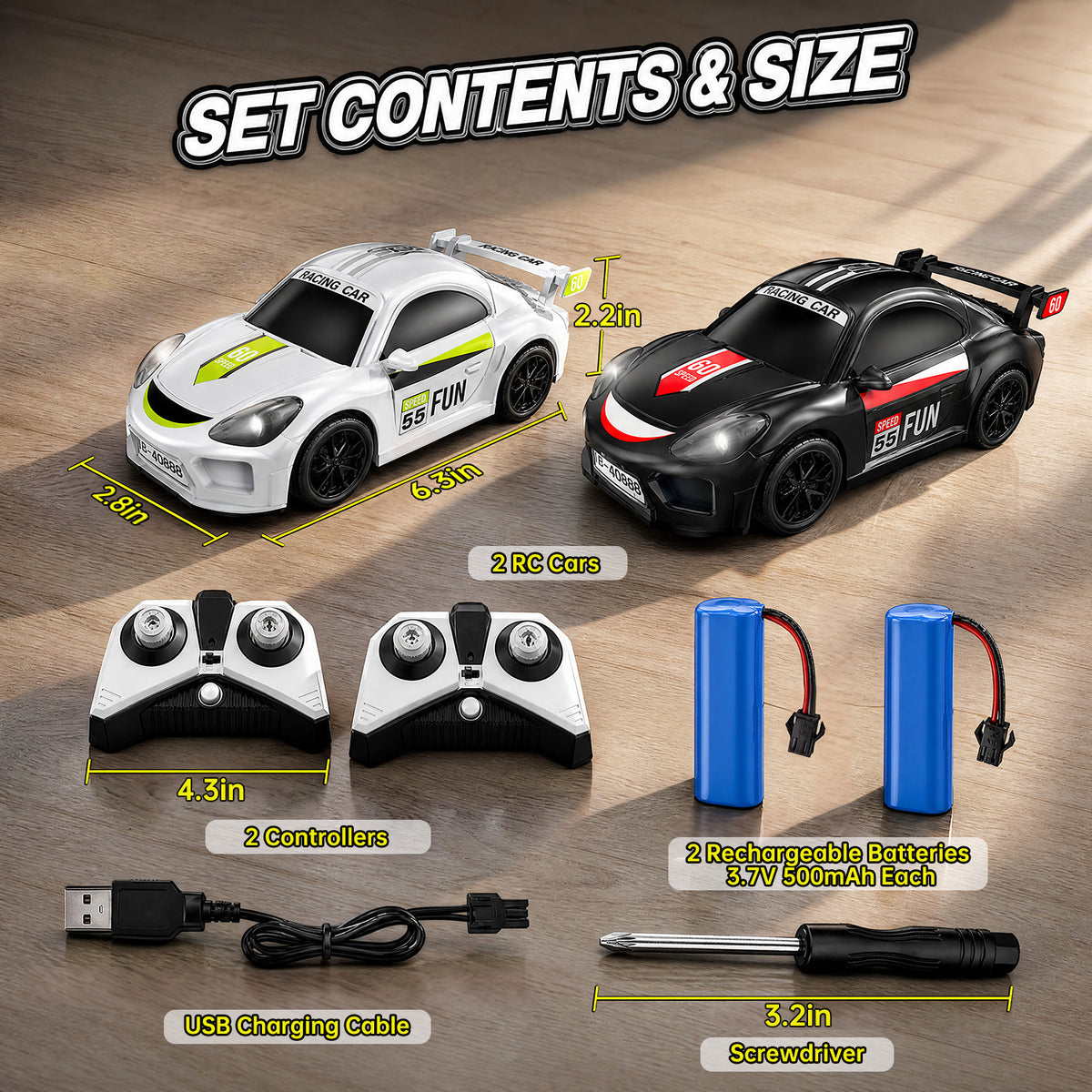 UUSUOO Remote Control Cars for Boys, 2-Pack Remote Control Battle Cars with Lights, RC Cars for Boys Age 8-12, Birthday Gifts for Boys Girls 3+