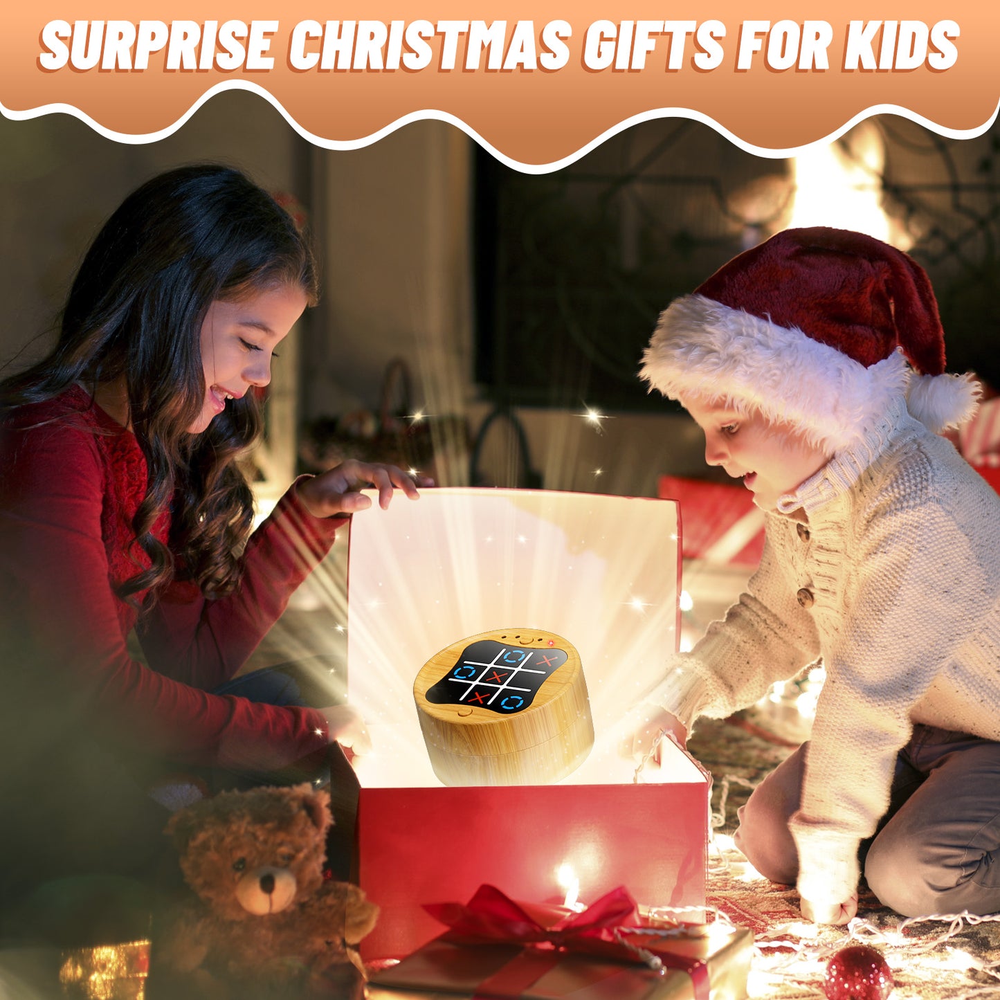 UUSUOO Tic Tac Toe Game,3-in-1 Electronic Handheld Games Console for Kids Memory Growth,Portable Puzzle Travel Games,Board Games for Kids 5-7,Christmas Birthday Gifts for Kids 3 4 5 6+,Wooden