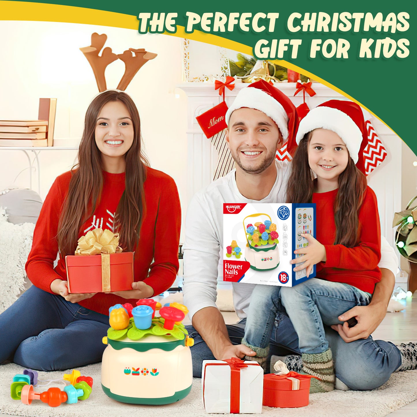 UUSUOO Baby Toys 6-12 Months, 4 in 1 Montessori Toys for Babies 6-12 Months,Flower Garden Building Toys for Girls,Stacking Toys for Toddlers 1-3,Toddlers Toys Christmas Birthday Gifts for Kids