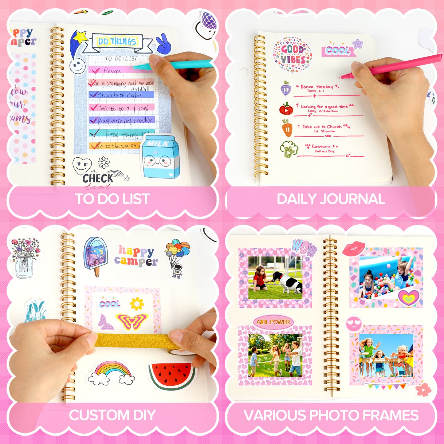 UUSUOO DIY Journal Kit for Girls 8-14,DIY Journal Set for Girls,100Pcs Stationery Set with Stickers,Scrapbook & Diary Supplies Set,Journaling Art Crafts Kit, Ideal Gifts for Girls Age 8 9 10+