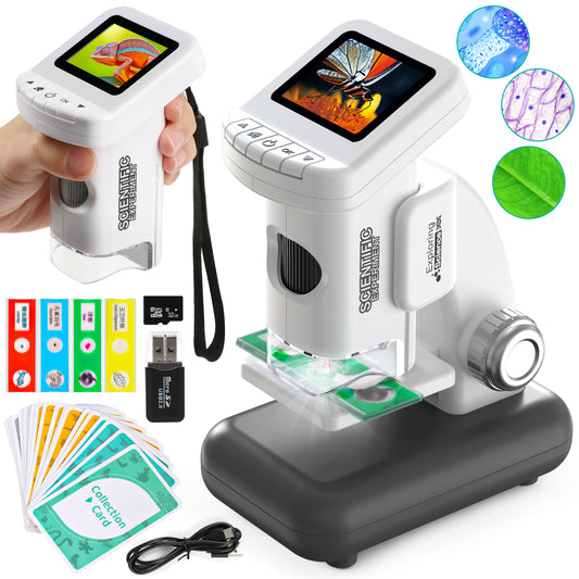 UUSUOO Microscope for Kids,120X-1200X Beginner STEM Microscope Kit with LED & 32GB Card,Science Kits for Kids,Educational Toys Birthday Christmas Gift for Kids Age 5-7 8-12