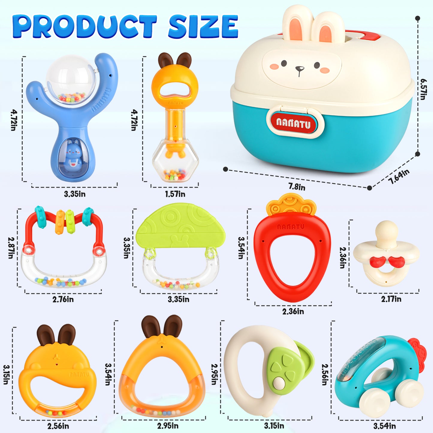 UUSUOO 10Pcs Baby Rattles Toys for 0-6 Months,Baby Teething Toys with Storage Case,Infant Newborn Baby Toys for 6-12 Months,Birthday Gifts for Newborn Baby Boys Girls