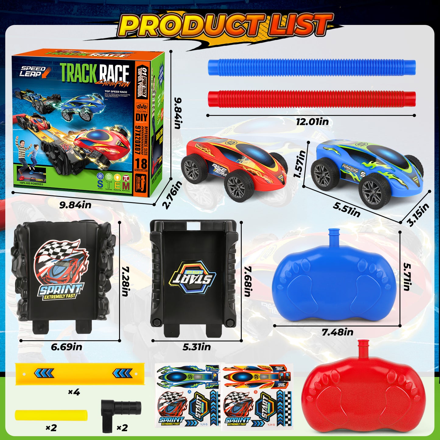 UUSUOO Stomp Race Car Launcher Toy for Kids,2 Cars & Dual Tracks,Indoor Outdoor Car Launcher Set with Racing Cars,Birthday Toy Gifts for Kids 3 4 5 6 7 Years Old