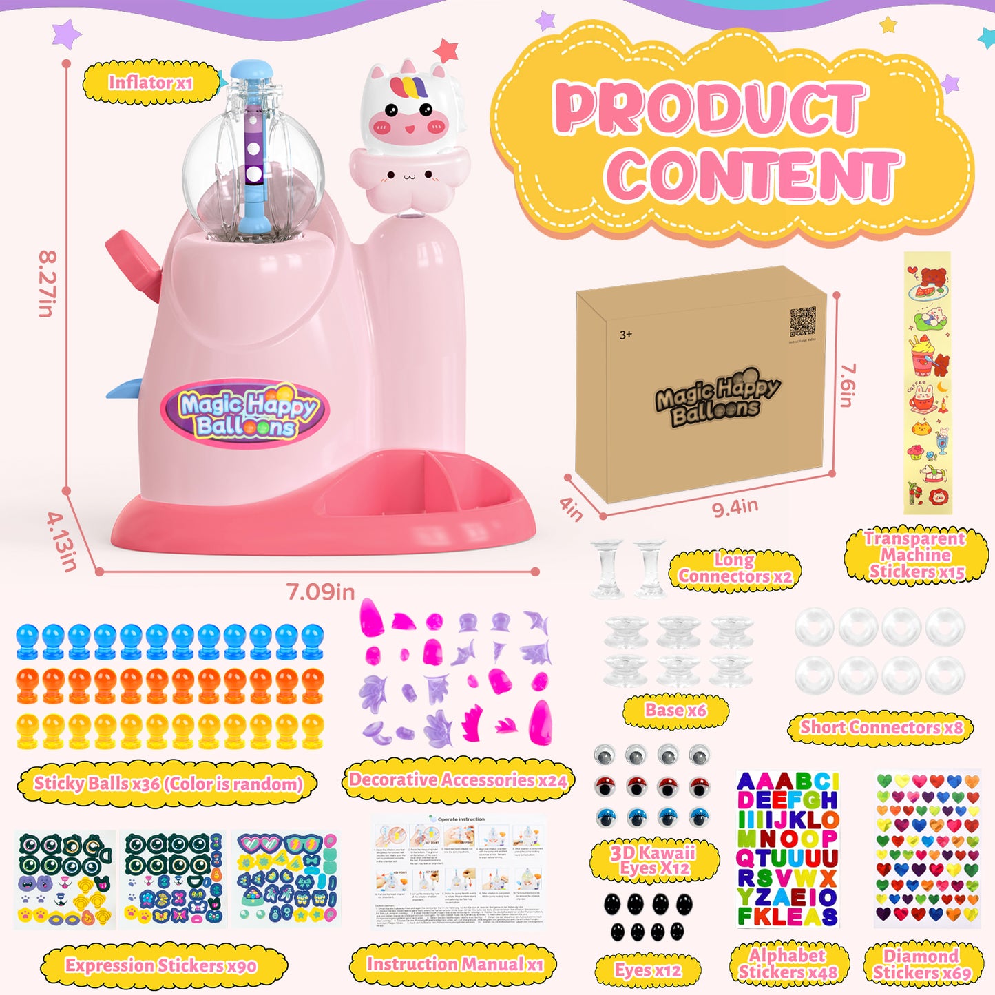 UUSUOO DIY Balloon Animal Kit with Pump,Balloon Making Kit for Kids,Craft Kits for Kids Ages 5-7,Christmas Birthday Gifts for Kids Boys Girls Ages 3+