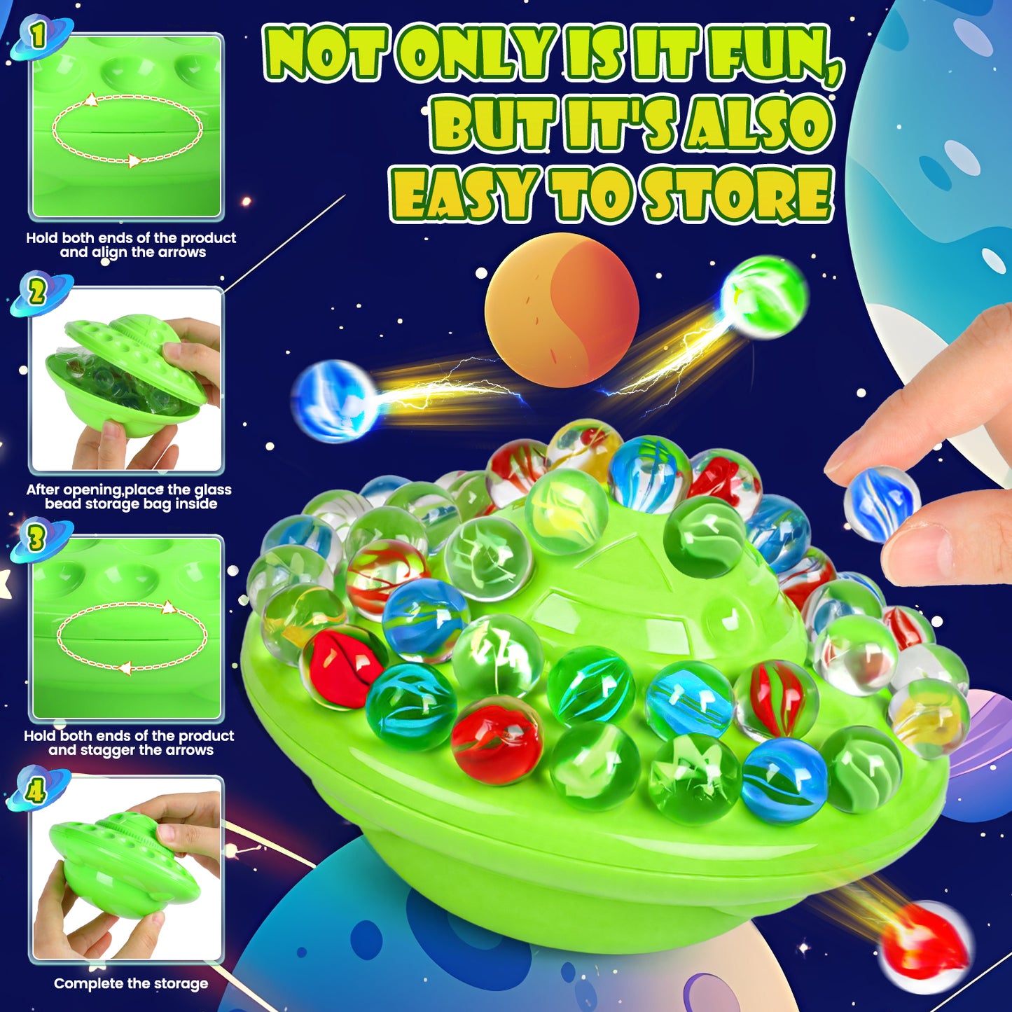 UUSUOO Marble Balance Board Game with 60 Glass Marbles & Storage Base,Fun Family Board Game for Kids & Adults,Party Game for 1-4 Players,Christmas Birthday Gift for Kids 8-12