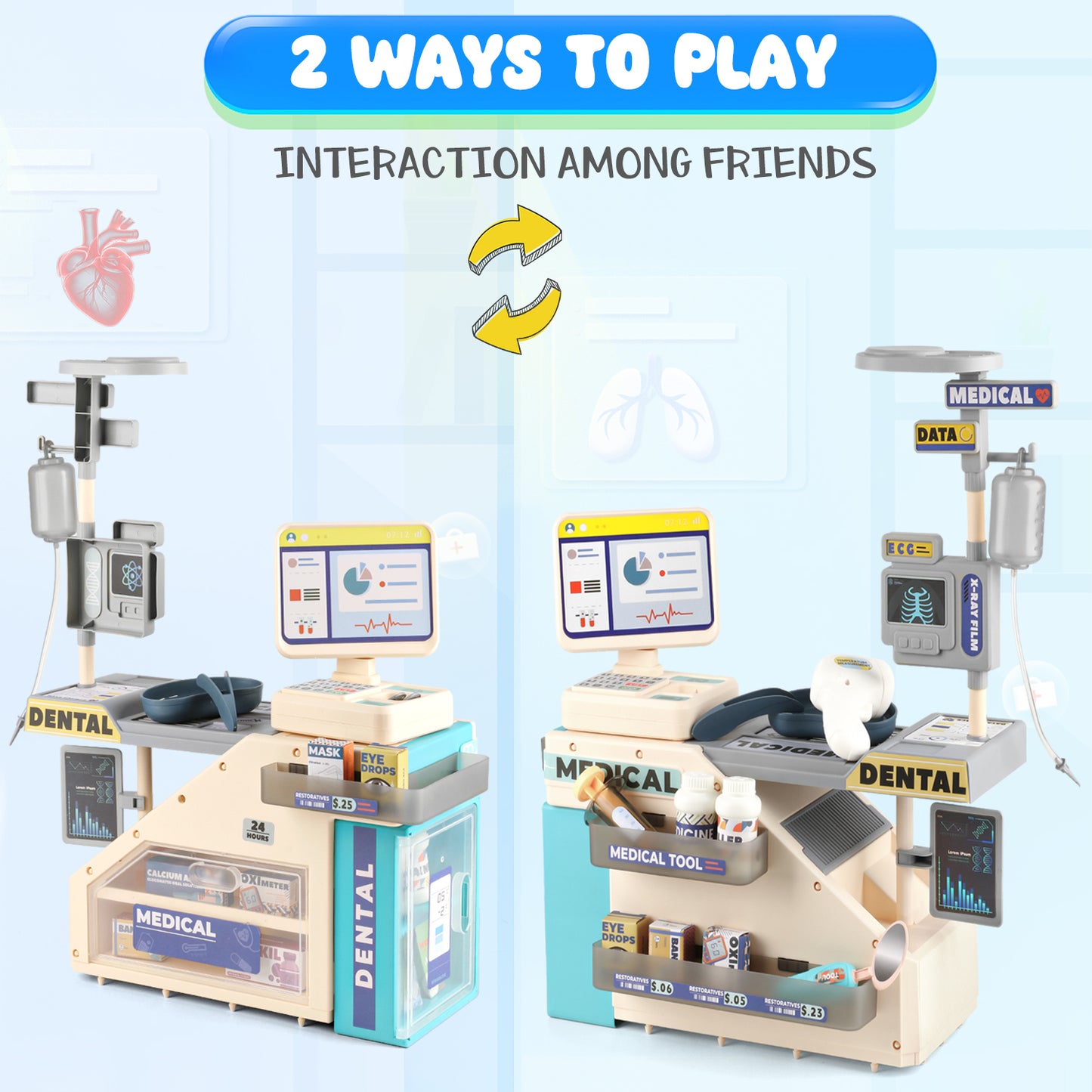 UUSUOO Doctor Kit for Toddlers 3-5, 53Pcs Doctor Kit for Kids,Pretend Medical Station Toy Set with Lights & Sounds,Doctor Set Role Play Toys for 3-8 Boys & Girls Christmas Birthday Gift