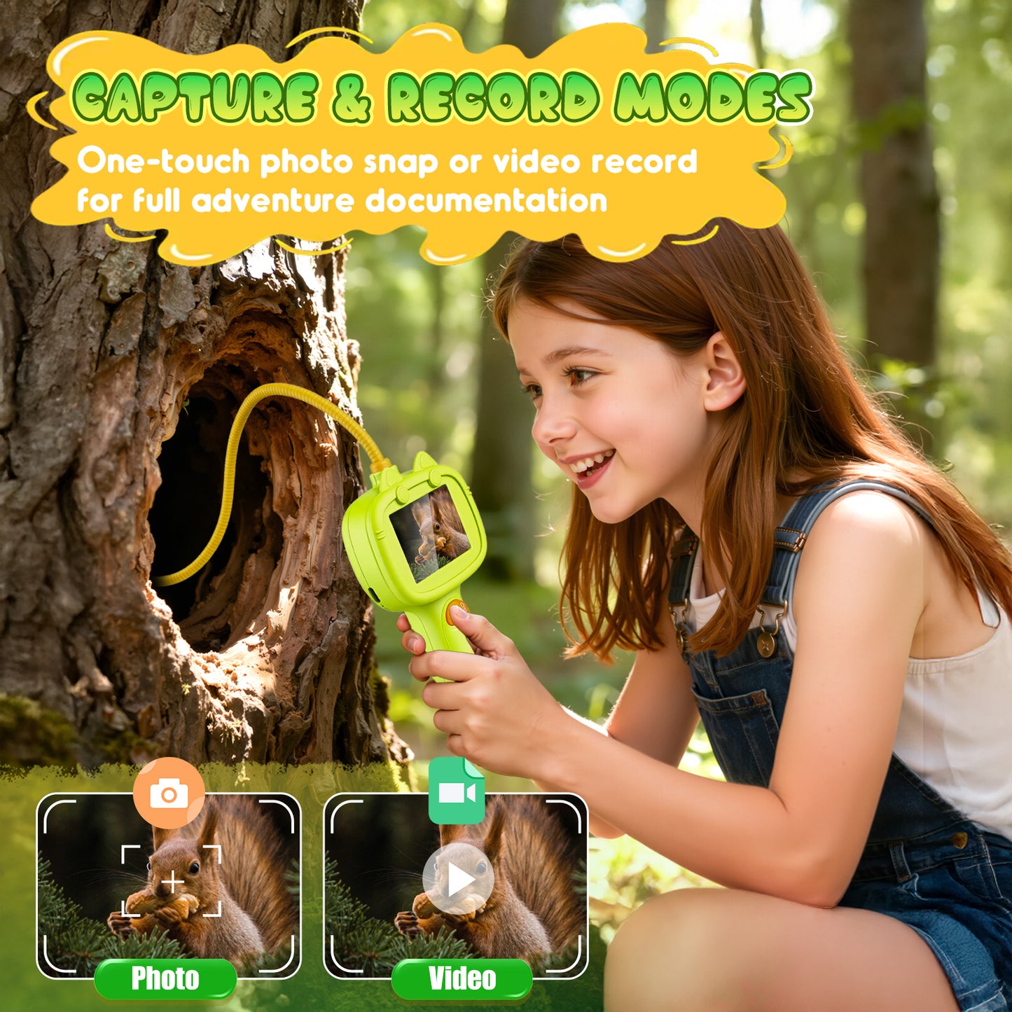 UUSUOO Borescope Snake Camera with Light & 32GB SD Card for Kids,Science Educational STEM Toys for Outdoor Nature Exploration,Birthday Gift for 4 5 6 7 8 + Years Old Boy Girls