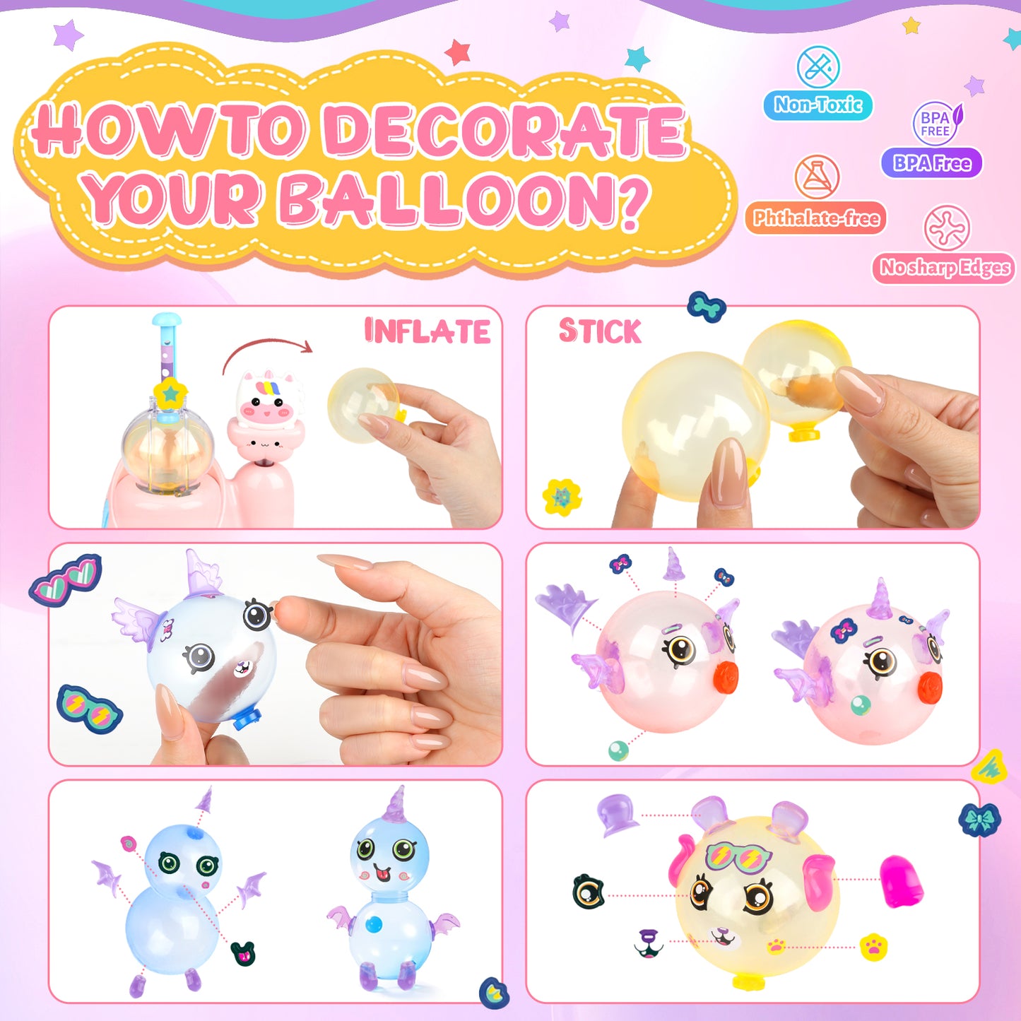 UUSUOO DIY Balloon Animal Kit with Pump,Balloon Making Kit for Kids,Craft Kits for Kids Ages 5-7,Christmas Birthday Gifts for Kids Boys Girls Ages 3+