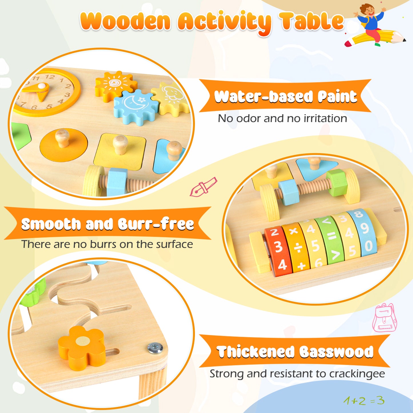UUSUOO Activity Table for 1 Year Old,8-In-1 Wooden Montessori Toys with Bead Maze,Shape Sorter,Baby Sensory Toys 6-12 Months,Learning Toys for Baby 1st Christmas Birthday Gifts