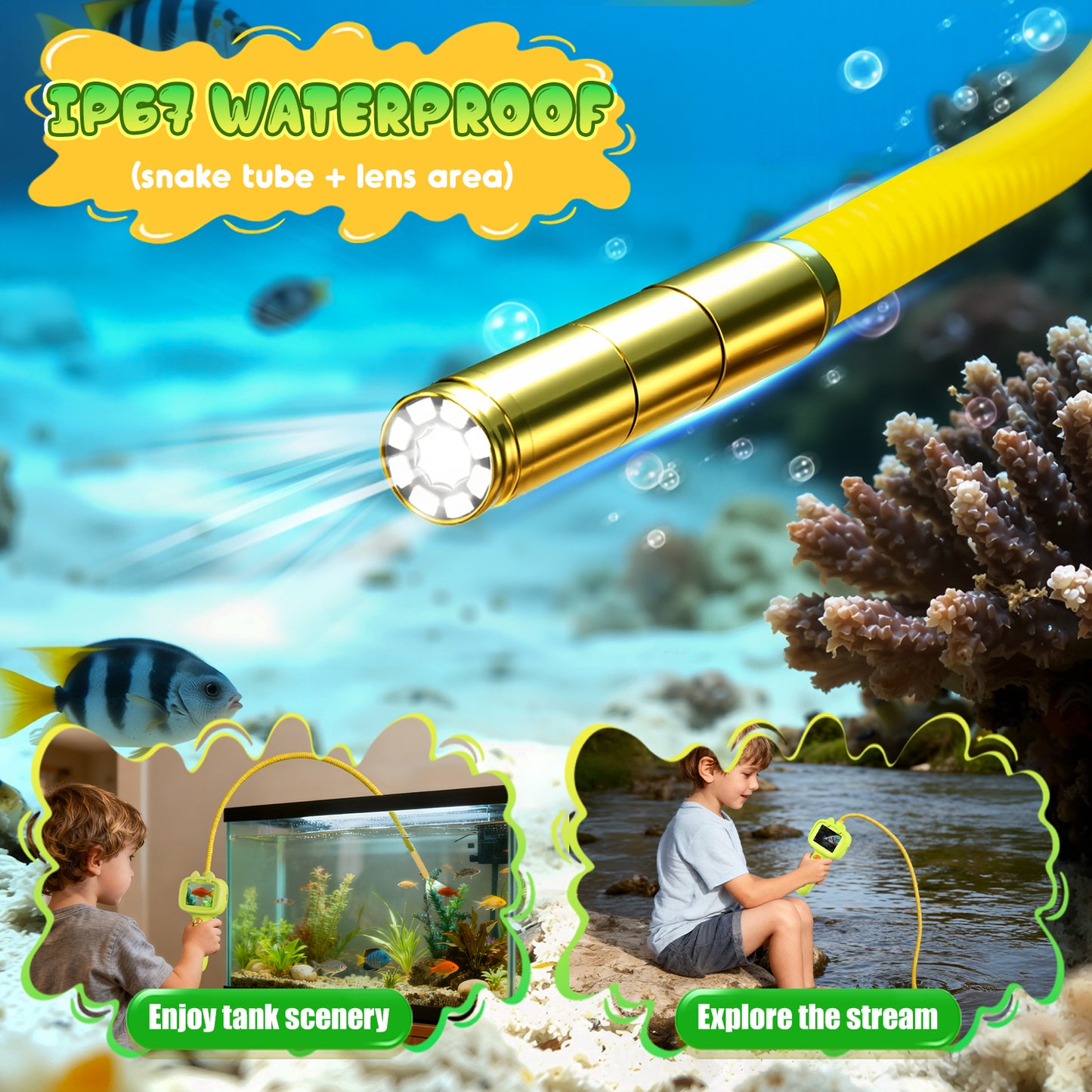 UUSUOO Borescope Snake Camera with Light & 32GB SD Card for Kids,Science Educational STEM Toys for Outdoor Nature Exploration,Birthday Gift for 4 5 6 7 8 + Years Old Boy Girls