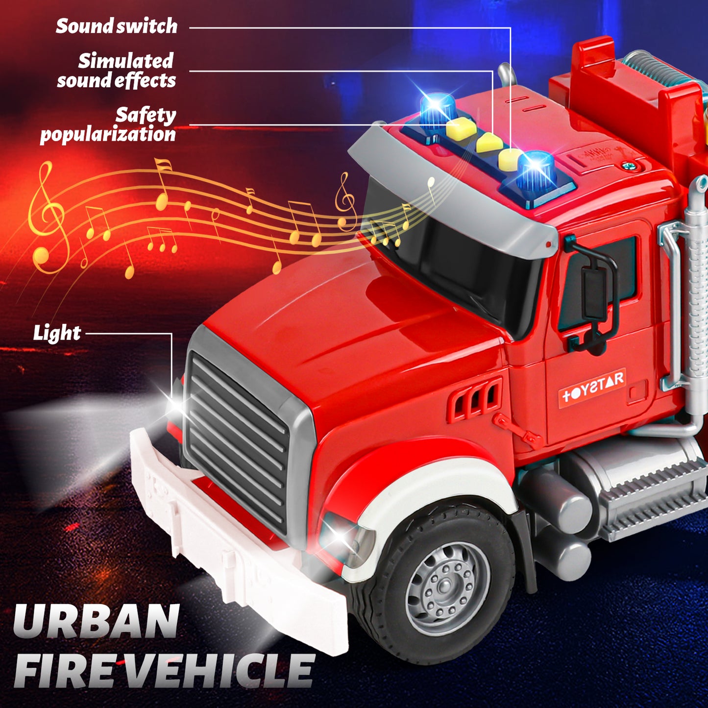 UUSUOO Truck Toys for Boys 3-6 Years,15" Large Fire Truck Toy,Friction Powered Fire Rescue Truck Vehicle Toys with Lights & Sirens Sounds & Ladder,Christmas Birthday Gifts for Boys Girls 5 6 7 +,Red