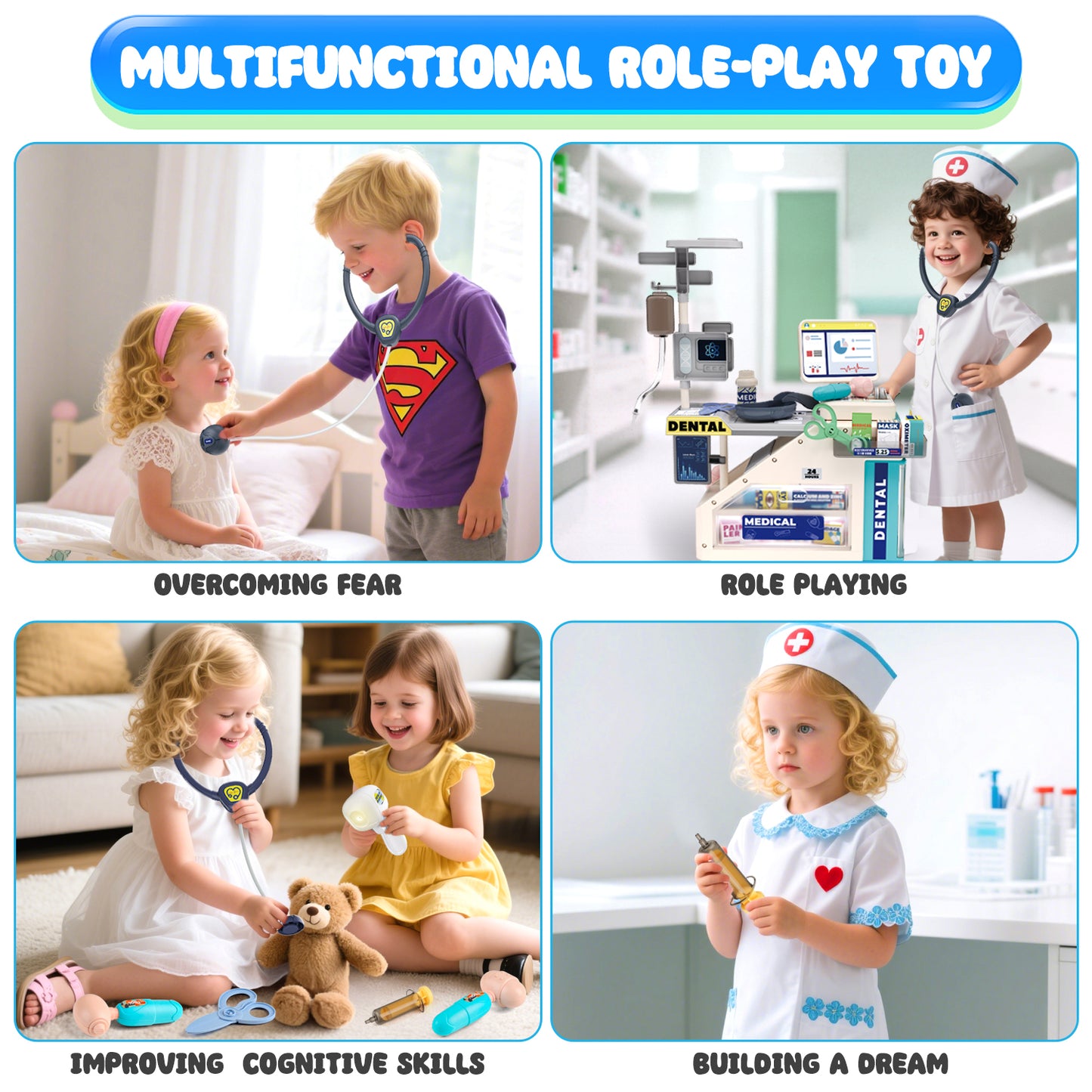 UUSUOO Doctor Kit for Toddlers 3-5, 53Pcs Doctor Kit for Kids,Pretend Medical Station Toy Set with Lights & Sounds,Doctor Set Role Play Toys for 3-8 Boys & Girls Christmas Birthday Gift