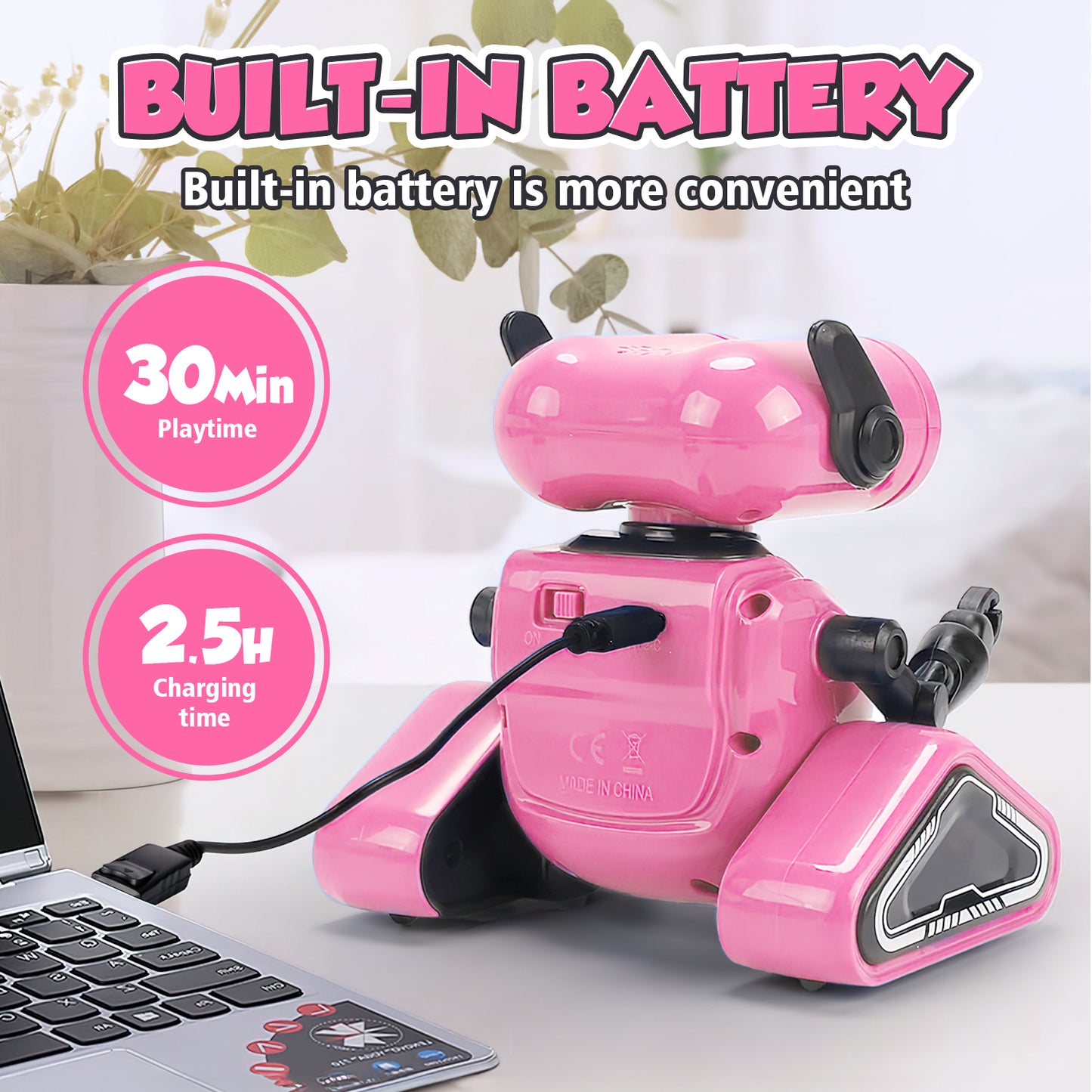 Robot Toys for Girls,Rechargeable Remote Control Robots, Toy Robot with Auto-Demonstration, Flexible Head & Arms, Dance Moves, Music, and Shining LED Eyes, Girls Toys Age4-6 (Pink)