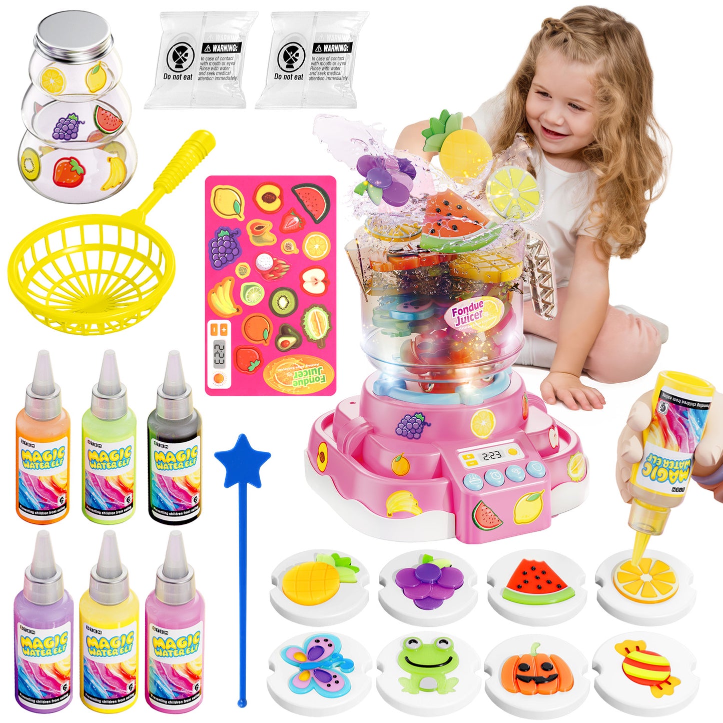 UUSUOO Magic Water Elf Toy Kit,Aqua Fairy Water Gel Kit with Hot Pot Toys,6 Colors Magic Gel,8 Molds,Arts & Crafts DIY STEM Toys, Christmas Birthday Gifts for Girls Age 3 4 5 6+