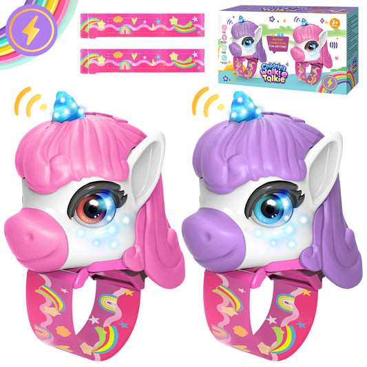 UUSUOO Walkie Talkies for Kids,2 Pack Unicorn Walkie Talkies for Toddlers Girls,Long Range Radio Indoor Outdoor Toys for Boys Girls,Unicorn Toys Birthday Gifts for 4 5 6 7 8 + Year Old Girls