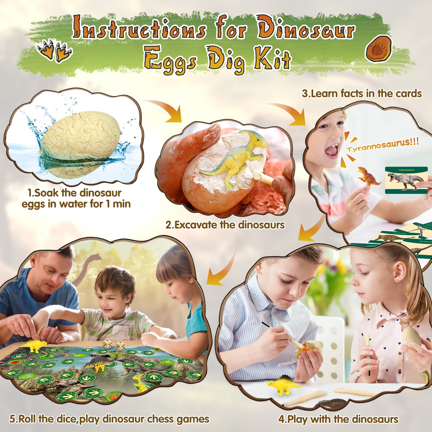 Dino Eggs Dig Kit,Easter Egg Dinosaur Toys for Kids,Dig up 12 Eggs & Discover Surprise Dinosaurs,Science STEM Activities,Educational Gifts for Boys & Girls 4-12