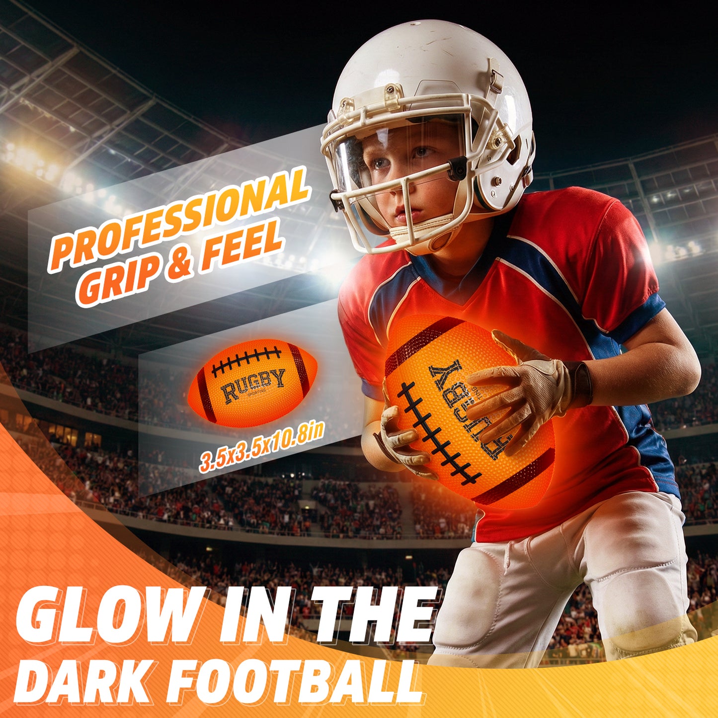 UUSUOO Glow In The Dark Football,Light Up Football for Kids 8-12,Outdoor Toys for Boys Girls,Outdoor Sports Toys for Night Games,Christmas Birthday Gifts for Kids Age 6-12