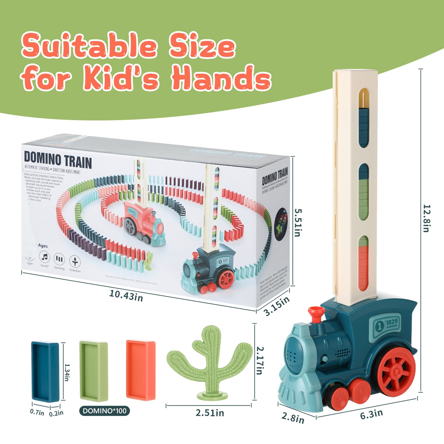 UUSUOO Domino Train,Domino Train Set with 100 Dominoes,Electric Dominoes Stem Montessori Toys for Kids,Christmas Birthday Gifts for Boys Girls Age 3 4 5 6 +