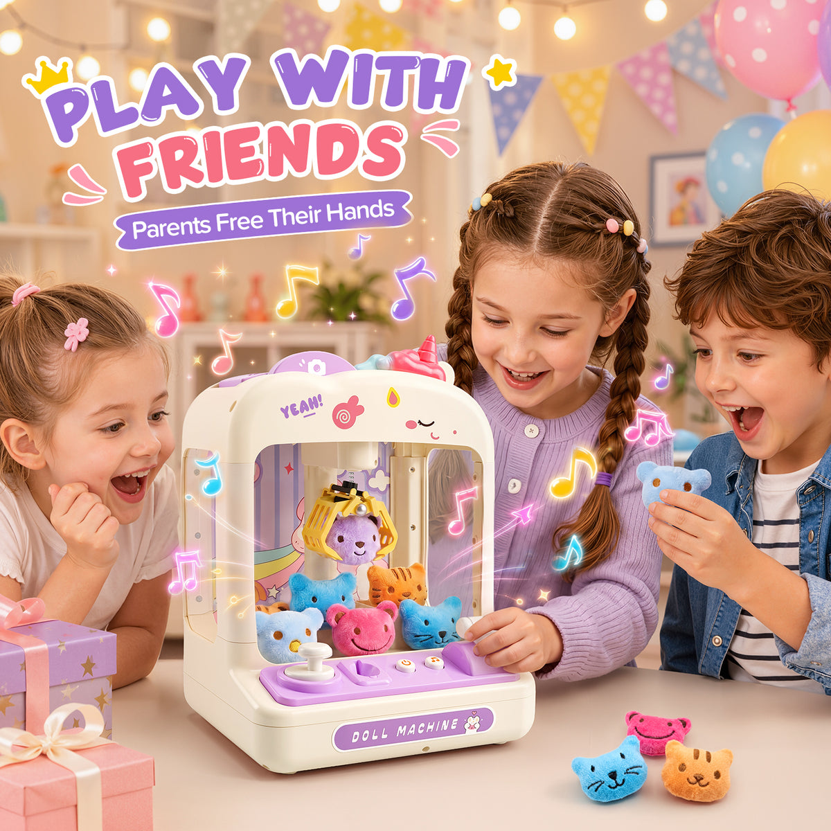 UUSUOO Claw Machine for Kids,Mini Vending Arcade Machine with Light & Music,Unicorn Toys for Girls 3-6 years,Christmas Birthday Gifts Toys Age 3+ Year Old
