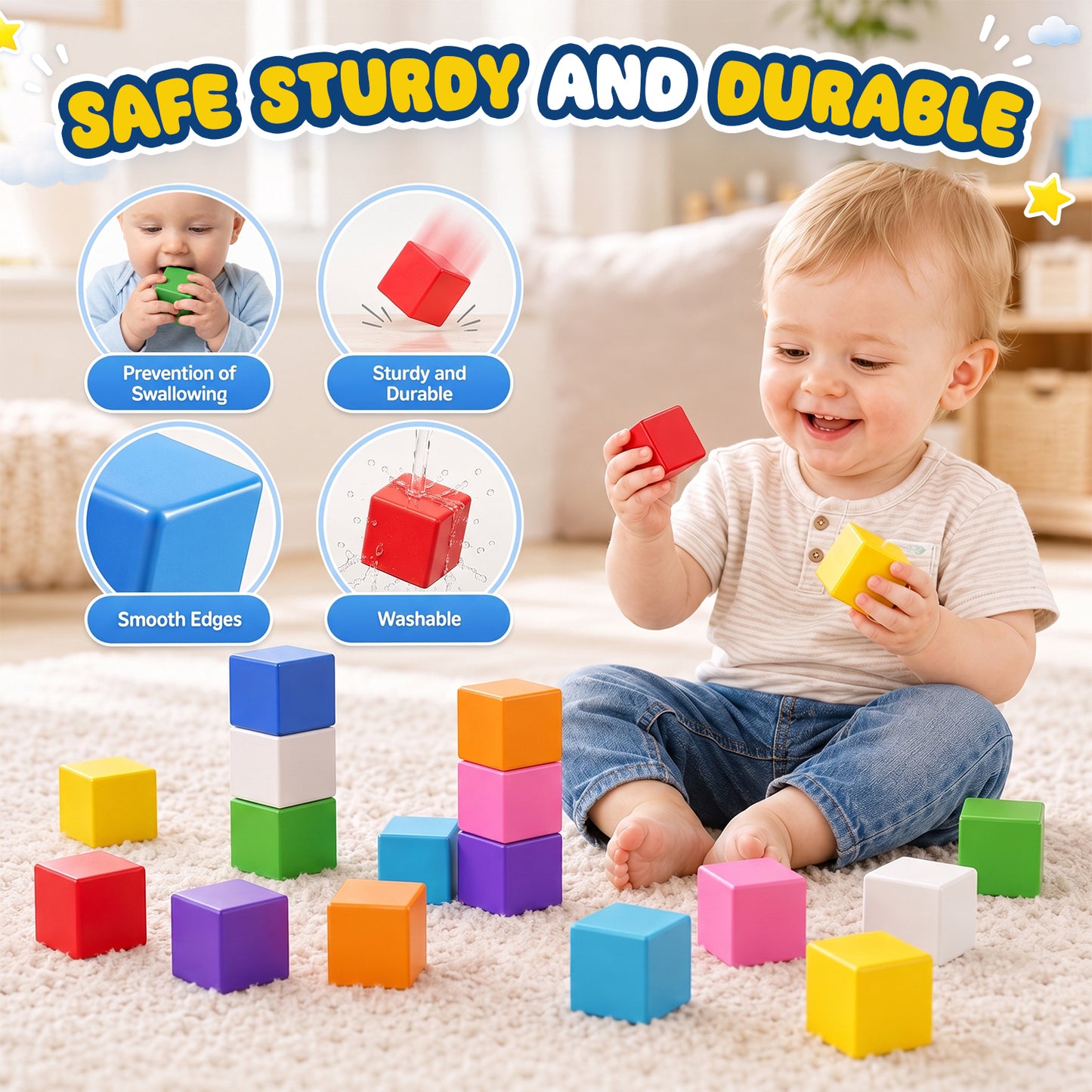 UUSUOO 72PCS Magnetic Blocks, 0.9 Inch Magnetic Building Blocks for Kids Ages 4-8,Magnetic Cubes for Kids,STEM Educational Sensory Toys,Christmas Birthday Gifts for Boys Girls Ages 3-8