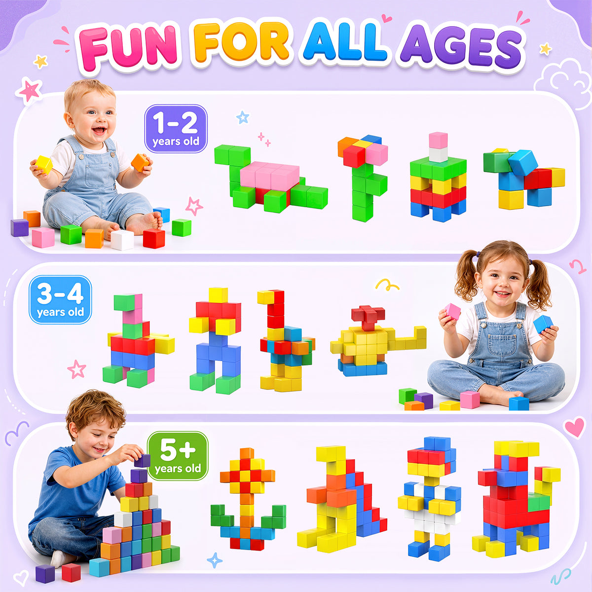 UUSUOO 108PCS Magnetic Blocks,0.9 Inch Magnetic Building Blocks for Kids Ages 4-8, 3D Magnet Cubes,Preschool STEM Educational Sensory Magnet Toys,Birthday Gifts for Kids 3-8
