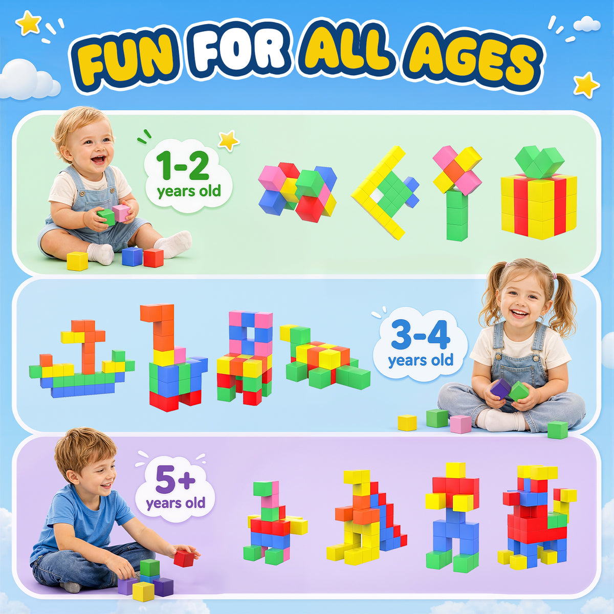 UUSUOO 72PCS Magnetic Blocks, 0.9 Inch Magnetic Building Blocks for Kids Ages 4-8,Magnetic Cubes for Kids,STEM Educational Sensory Toys,Christmas Birthday Gifts for Boys Girls Ages 3-8