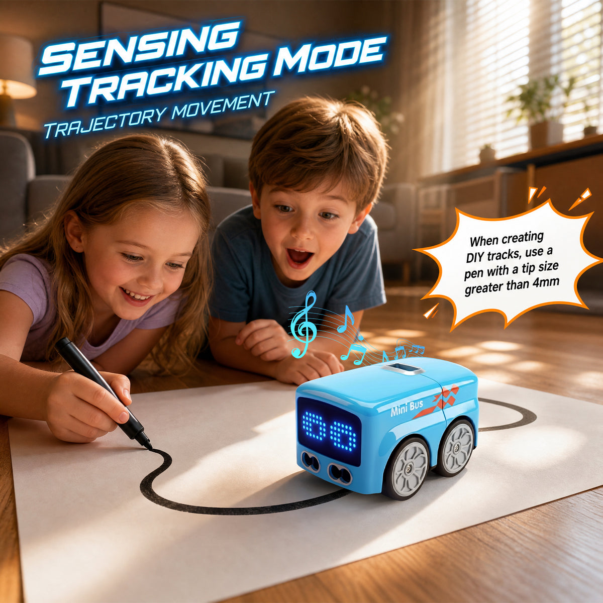 UUSUOO Magic Mini RC Bus,2.4GHz Remote Control Car for Kids,Rechargeable RC Toy Car with LED Lights & Music,Christmas Birthday Gift Toy for Kids Ages 6+,Blue