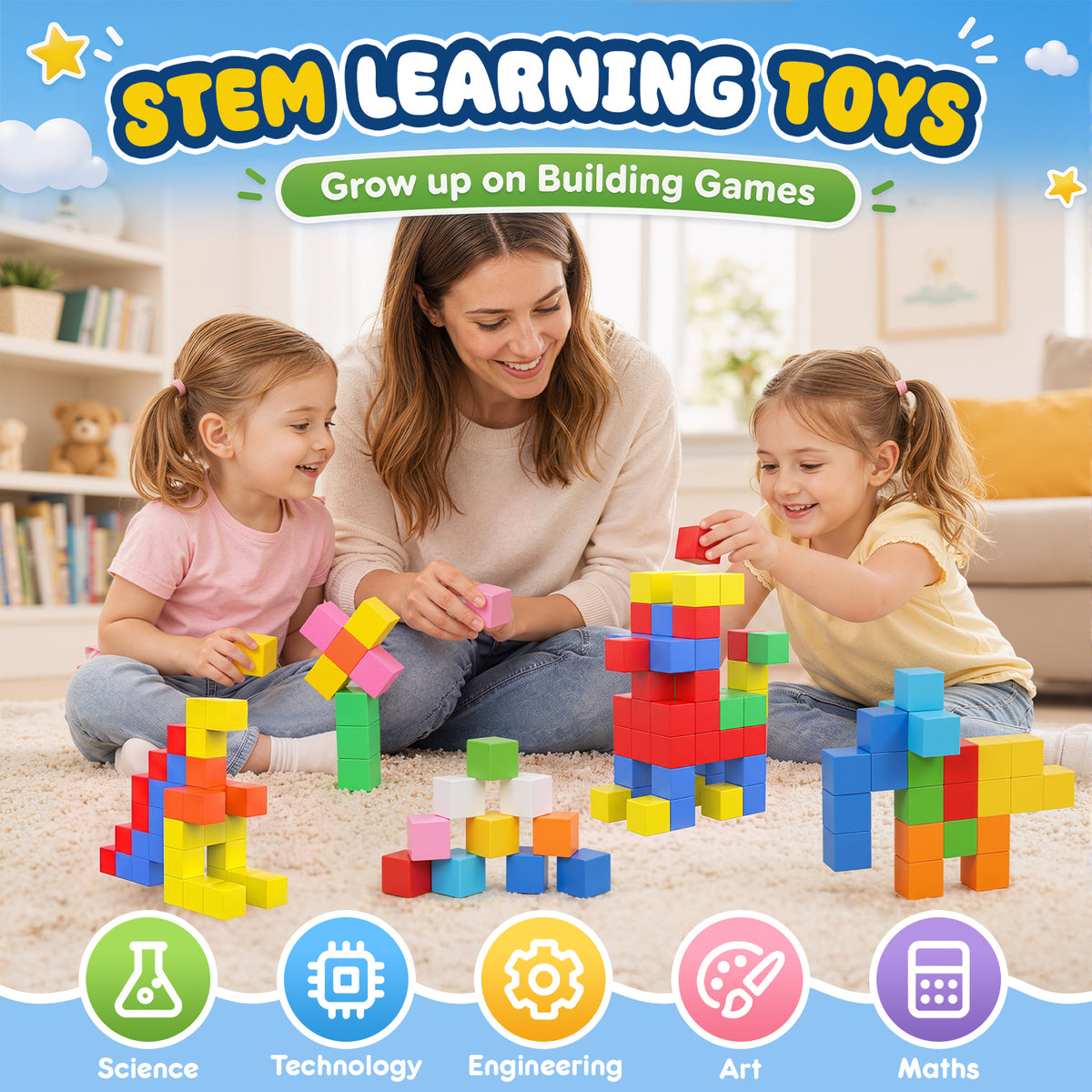 UUSUOO 72PCS Magnetic Blocks, 0.9 Inch Magnetic Building Blocks for Kids Ages 4-8,Magnetic Cubes for Kids,STEM Educational Sensory Toys,Christmas Birthday Gifts for Boys Girls Ages 3-8