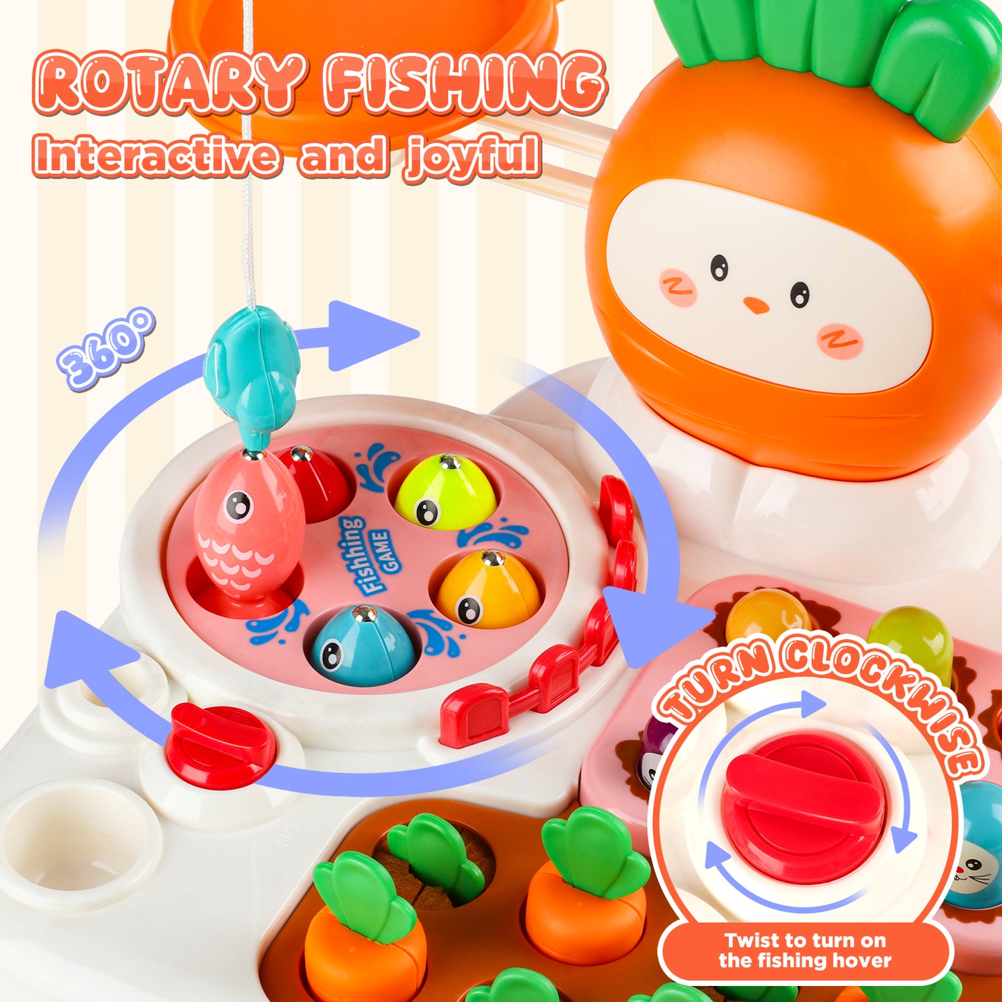 UUSUOO Montessori Toys for 1 Year Old,Balance Scale for Kids with Whack A Mole Game,Carrot Harvest Game,Fishing,Preschool Learning Toys,Baby Toys Gift for 1 2 3 Years Old Boys & Girls