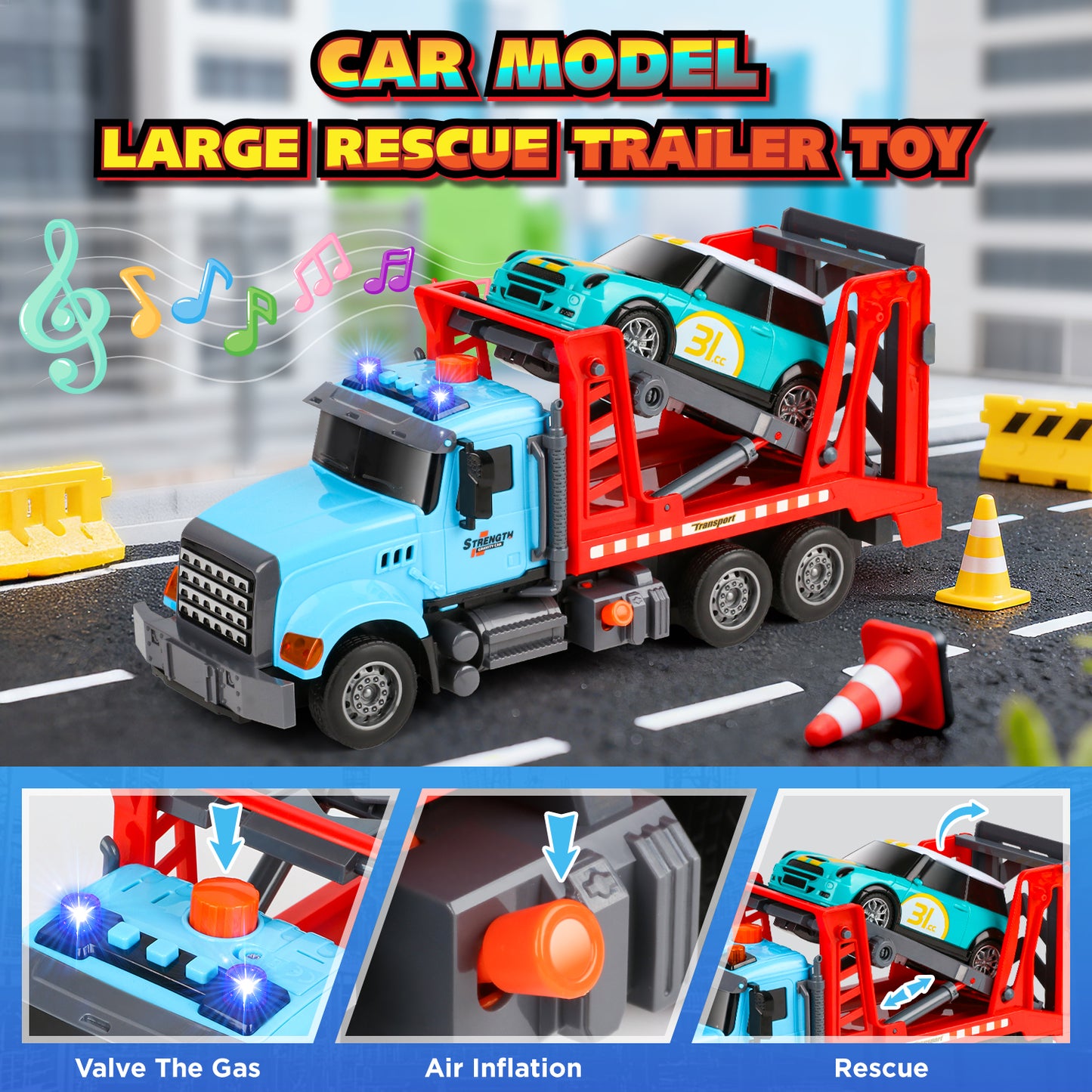 UUSUOO Toy Trucks for Boys 3-6 Years,Large Transport Cars Carrier with Racing Car,Tow Truck Toys with Light & Sounds,Christmas Birthday Gifts for Boys Girls