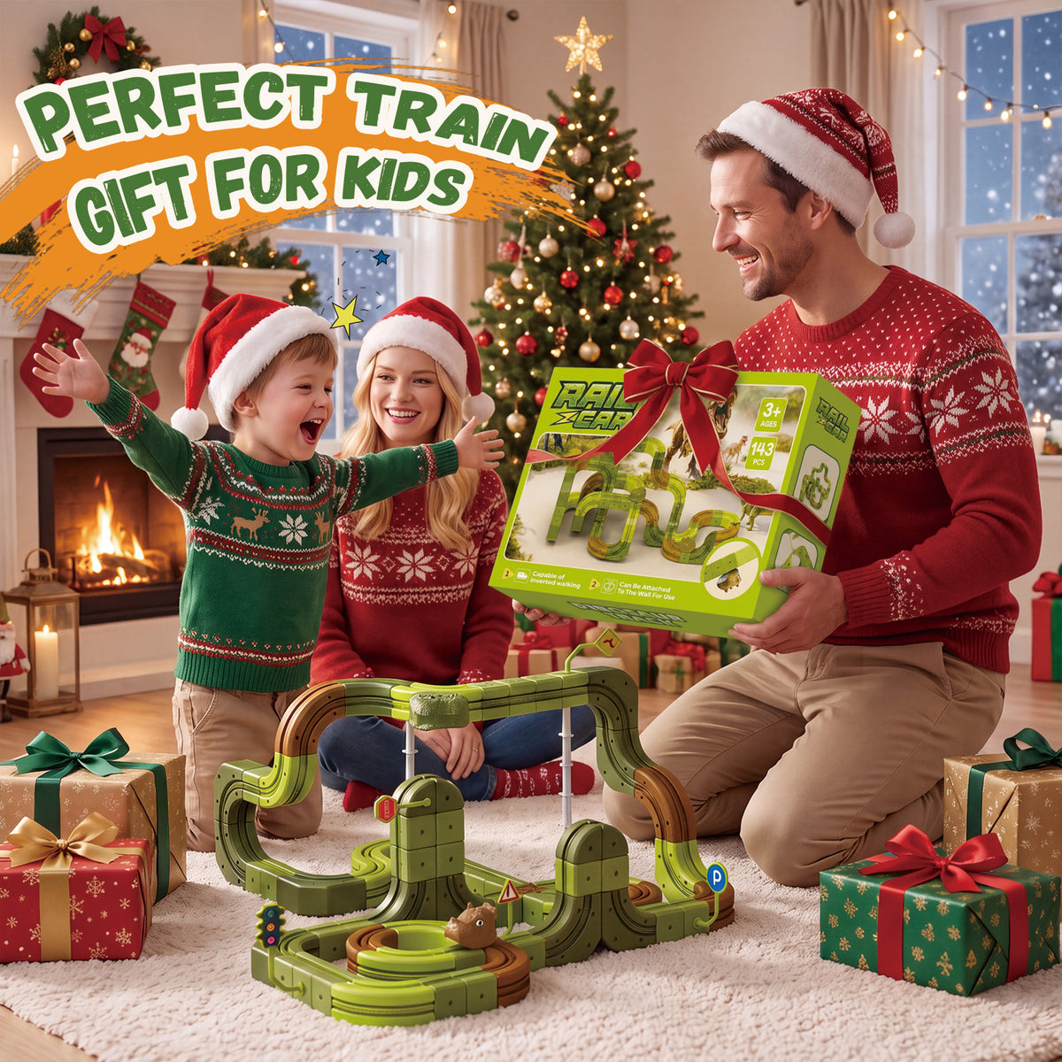 UUSUOO Dinosaur Track Toys, Dinosaur Race Car Track, Best Birthday Gifts for 3 4 5 6 7 Year Old Boys Girls