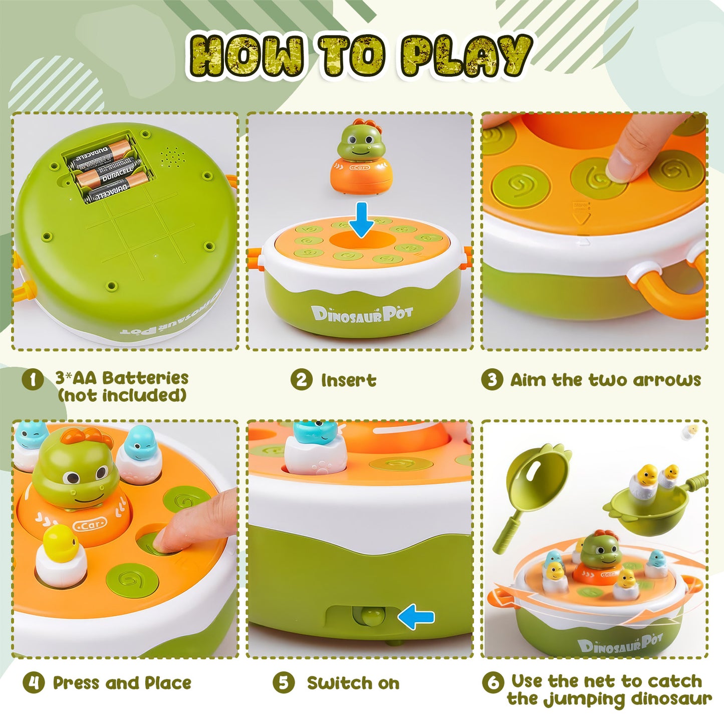 UUSUOO 4 IN 1 Dinosaur Board Games for Kids,Magnetic Fishing Turntable Rotating Music Dino Car Tic-Tac-Toe,Developmental Toys for 1 Year Old,Christmas Toys for Toddler Boys Girls 3-6