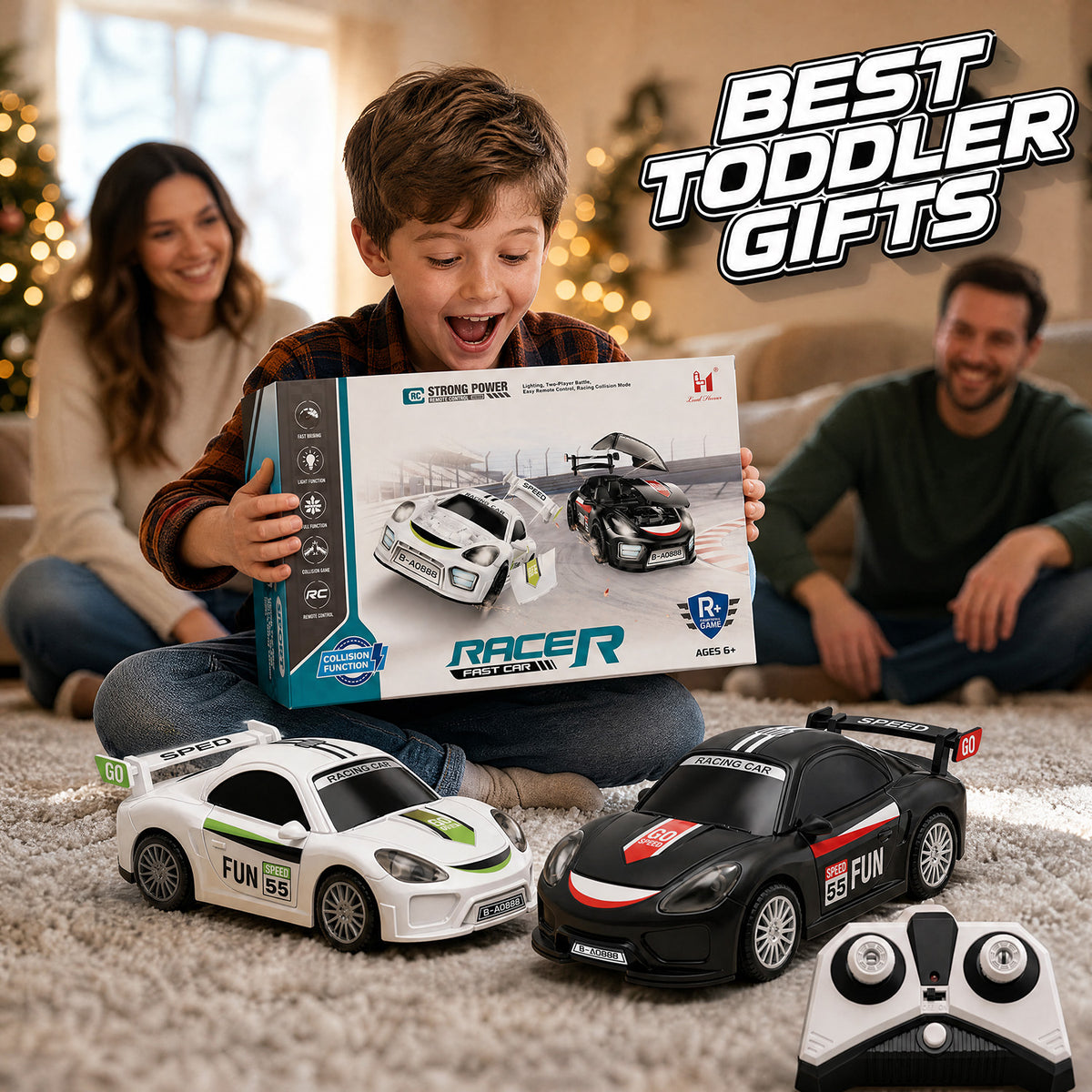 UUSUOO Remote Control Cars for Boys, 2-Pack Remote Control Battle Cars with Lights, RC Cars for Boys Age 8-12, Birthday Gifts for Boys Girls 3+
