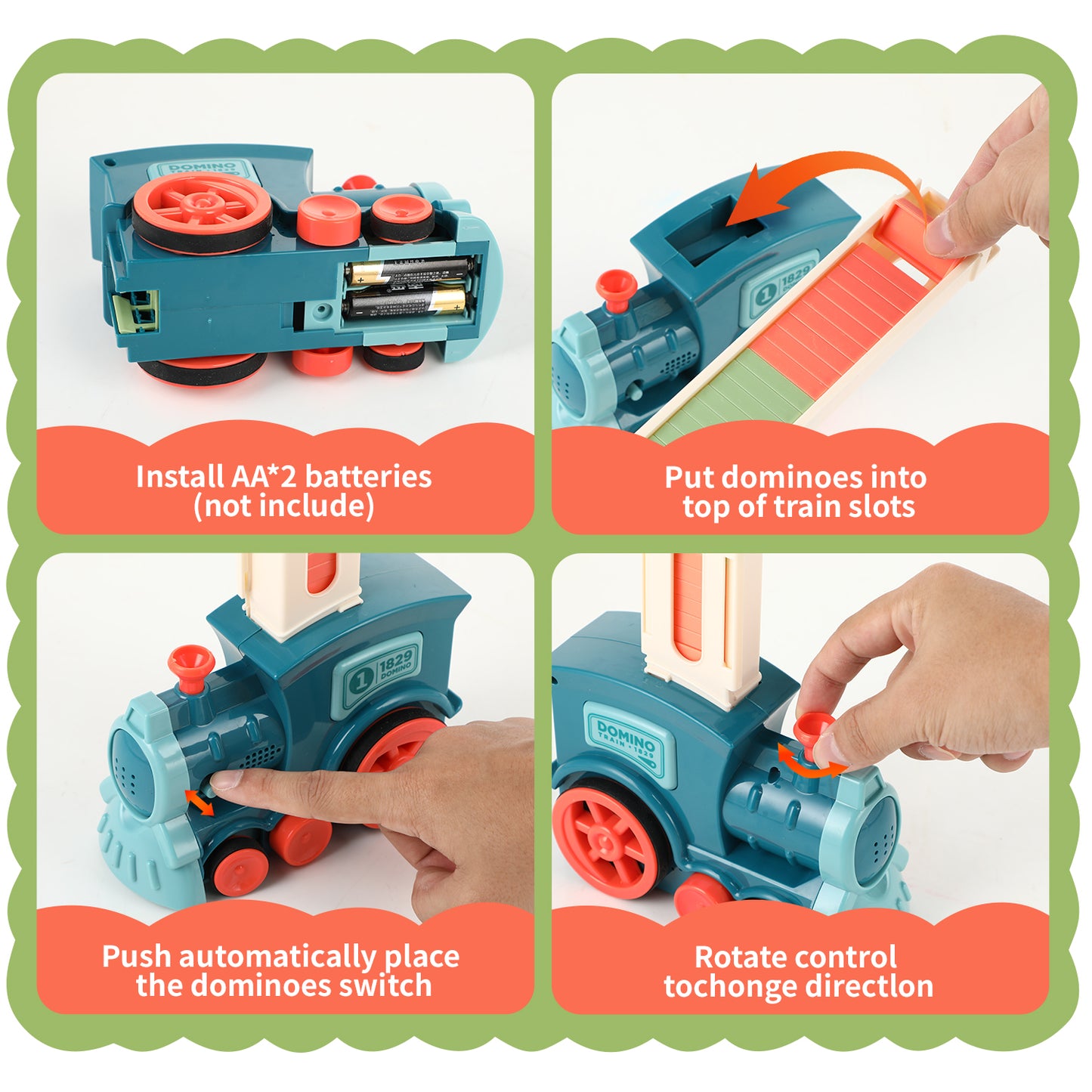 UUSUOO Domino Train,Domino Train Set with 100 Dominoes,Electric Dominoes Stem Montessori Toys for Kids,Christmas Birthday Gifts for Boys Girls Age 3 4 5 6 +