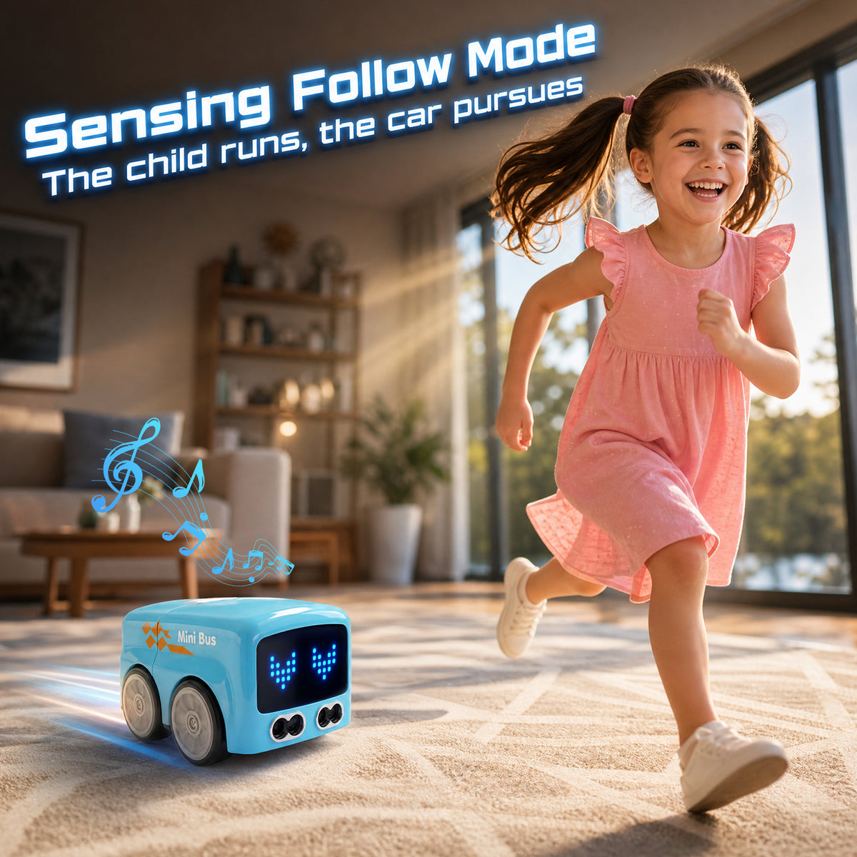 UUSUOO Magic Mini RC Bus,2.4GHz Remote Control Car for Kids,Rechargeable RC Toy Car with LED Lights & Music,Christmas Birthday Gift Toy for Kids Ages 6+,Blue