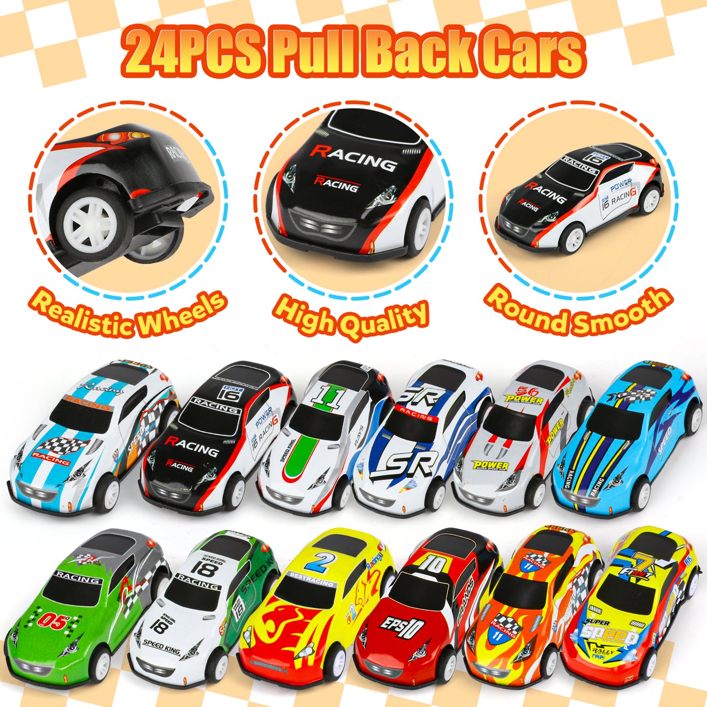 UUSUOO 24 PCS Pull Back Cars with Storage Box,Toy Race Cars for Toddlers,Party Favors, Mini Die-Cast Race Cars Vehicles Bulk Toys for Boys Girls Toddlers,Christmas Toys for Toddler Boys 1-3