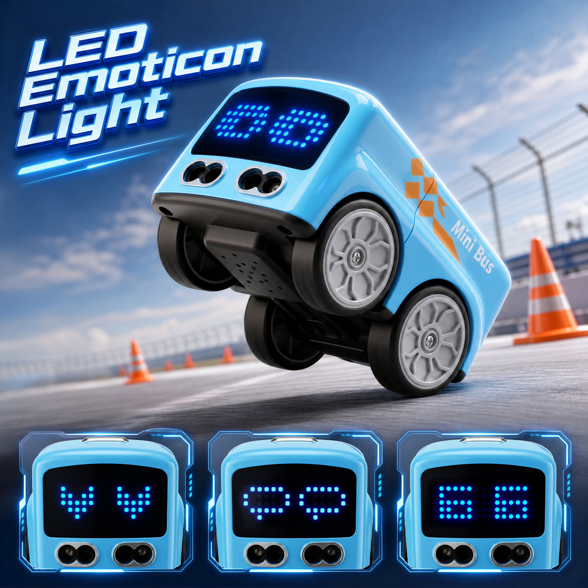 UUSUOO Magic Mini RC Bus,2.4GHz Remote Control Car for Kids,Rechargeable RC Toy Car with LED Lights & Music,Christmas Birthday Gift Toy for Kids Ages 6+,Blue