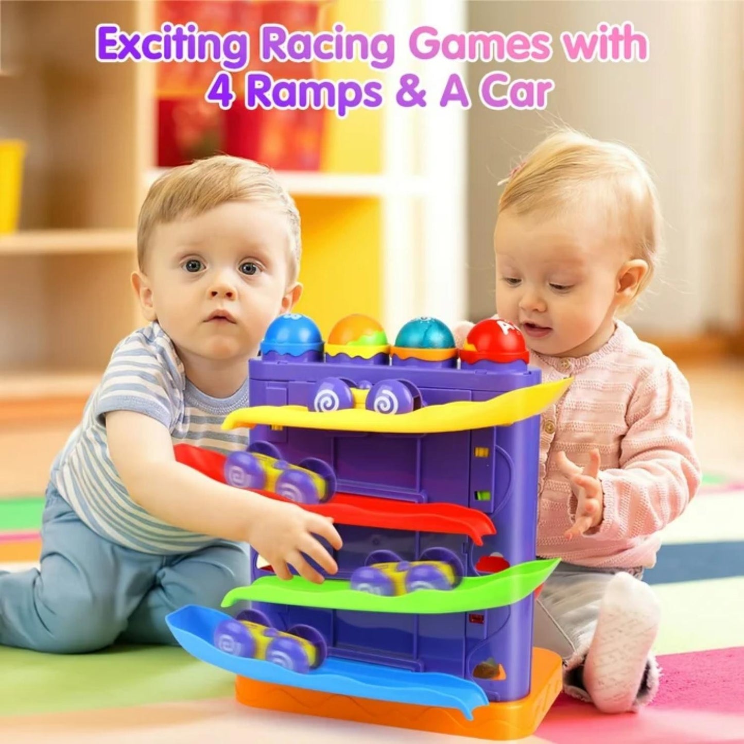 UUSUOO Toddler Toys for 1 2 3 Years Old Kids,2 In 1 Pound Ball Toy & Car Ramp Race Track,Montessori Toys for 1 Year Old,Early Learning Educational Toys Birthday Gift for Boys Girls