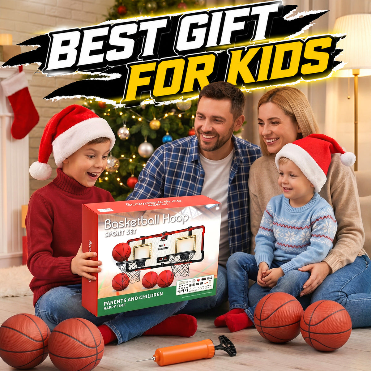 UUSUOO 2 Player Basketball Hoop for Kids,Indoor Basketball Hoop with Electronic Scoreboard,Sounds,LED Lights & 4 Balls,Basketball Toy Gift for Boys Girls Age 5 6 7 8 +