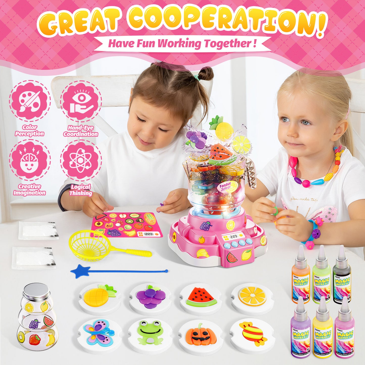 UUSUOO Magic Water Elf Toy Kit,Aqua Fairy Water Gel Kit with Hot Pot Toys,6 Colors Magic Gel,8 Molds,Arts & Crafts DIY STEM Toys, Christmas Birthday Gifts for Girls Age 3 4 5 6+