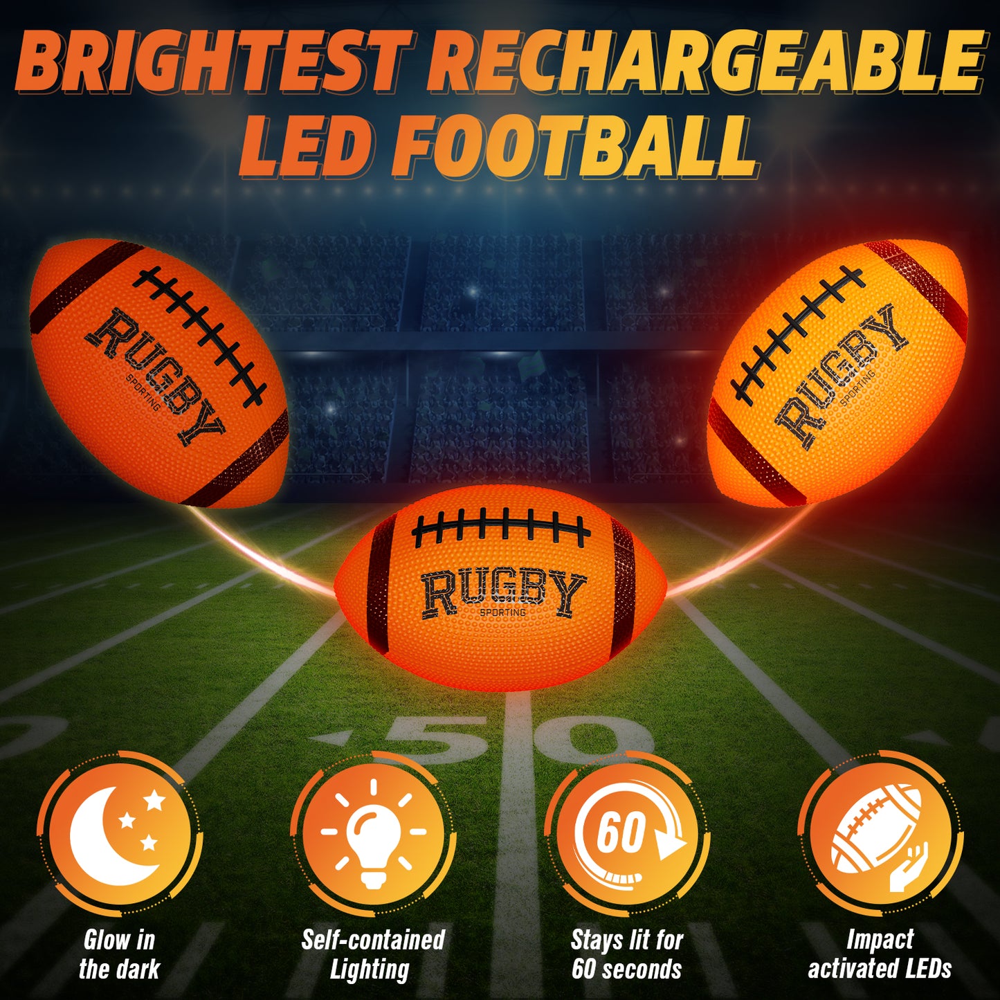 UUSUOO Glow In The Dark Football,Light Up Football for Kids 8-12,Outdoor Toys for Boys Girls,Outdoor Sports Toys for Night Games,Christmas Birthday Gifts for Kids Age 6-12