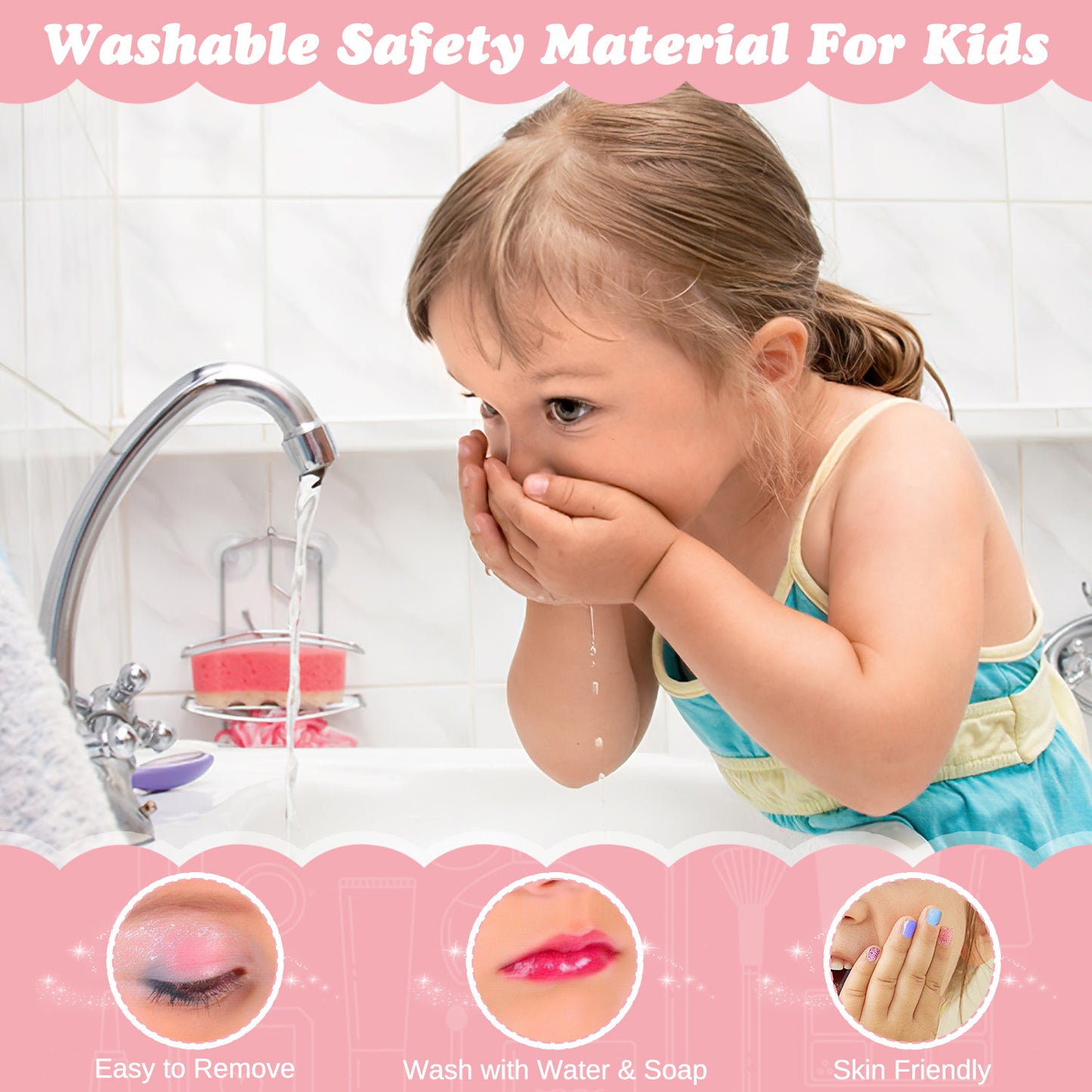 UUSUOO Kids Makeup Set for Girls,Little Girls Real Washable Makeup Kit for Kids with Kids Purse, Christmas Birthday Gift for Girls 3-12 Years Old