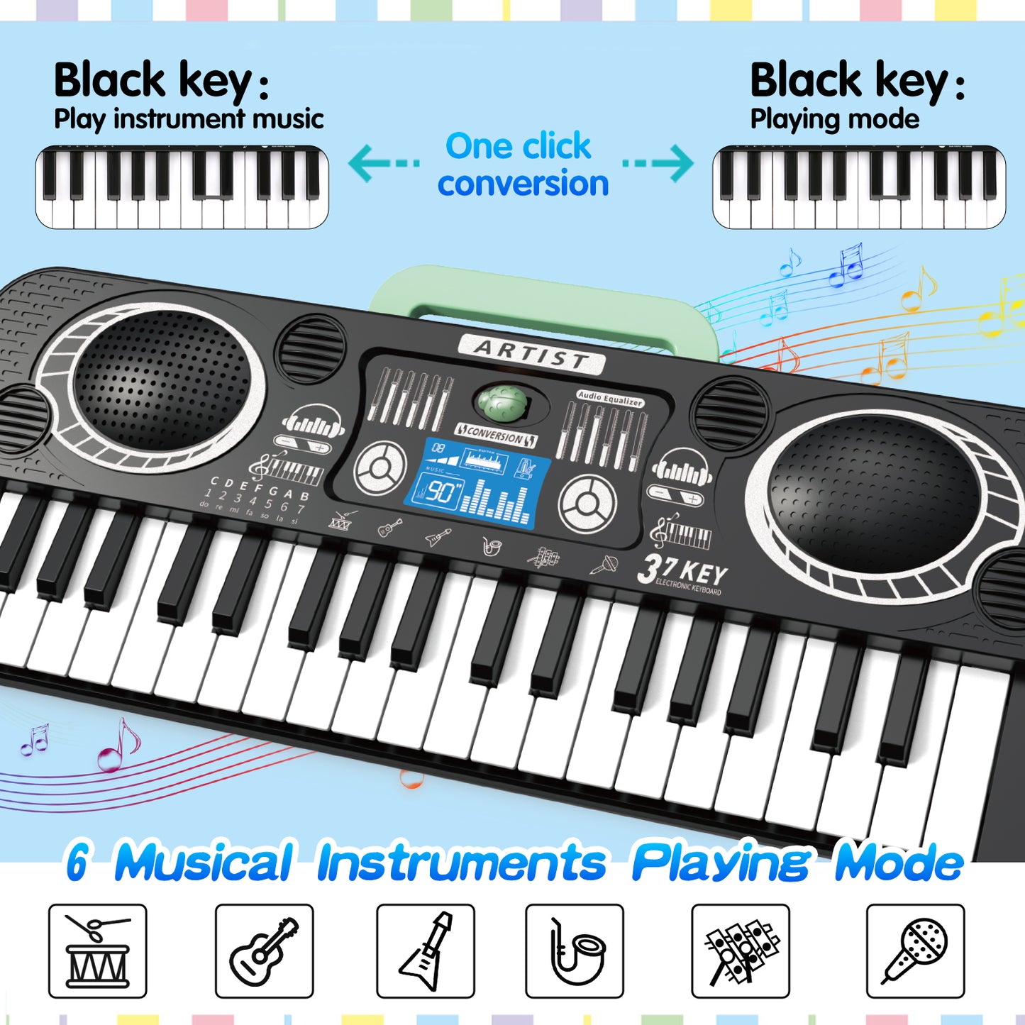 Baby Piano Toys for Kids, 37 Keys Musical Piano Keyboard for Toddlers, Musical Instrument Toys Birthday Gifts for Toddlers Boys Girls Aged 1 2 3 4-7 8+