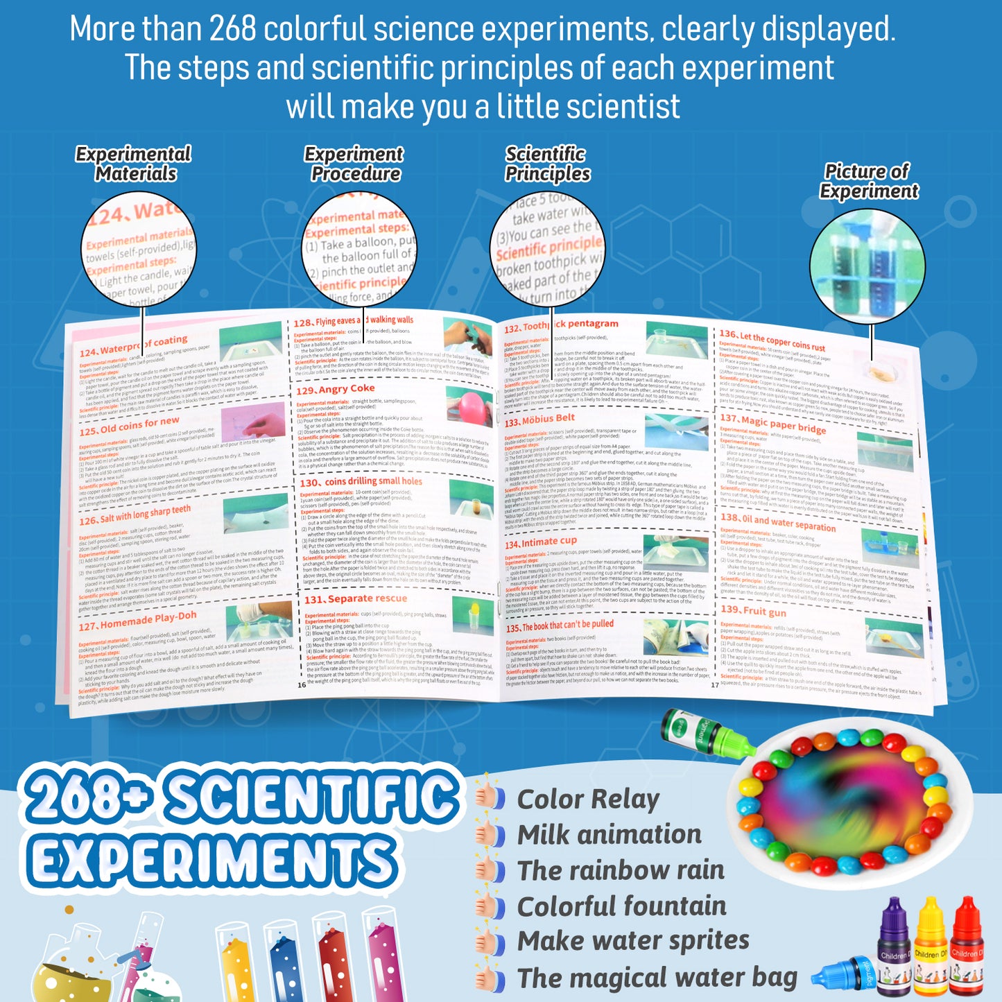 Science Kits for Kids Age 5-7, 268 Kids Science Experiments for Kids, Education Science Kit, STEM Projects Magic Activities,Chemistry Set for Kids 5-10 8-12