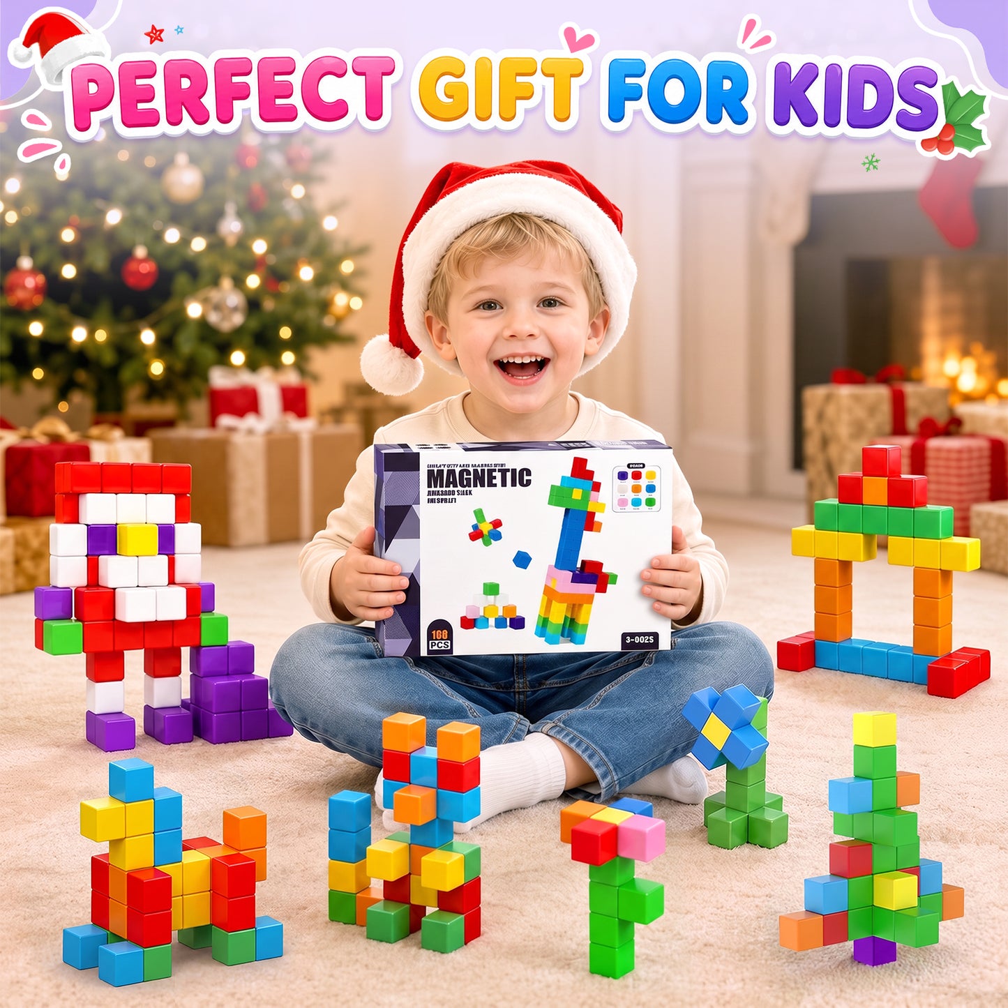 UUSUOO 108PCS Magnetic Blocks,0.9 Inch Magnetic Building Blocks for Kids Ages 4-8, 3D Magnet Cubes,Preschool STEM Educational Sensory Magnet Toys,Birthday Gifts for Kids 3-8
