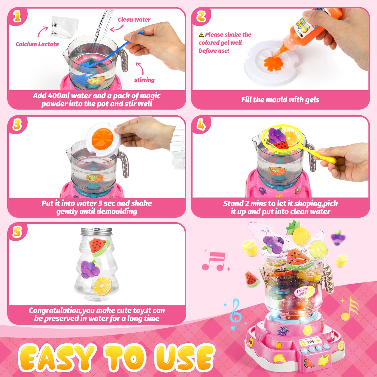 UUSUOO Magic Water Elf Toy Kit,Aqua Fairy Water Gel Kit with Hot Pot Toys,6 Colors Magic Gel,8 Molds,Arts & Crafts DIY STEM Toys, Christmas Birthday Gifts for Girls Age 3 4 5 6+
